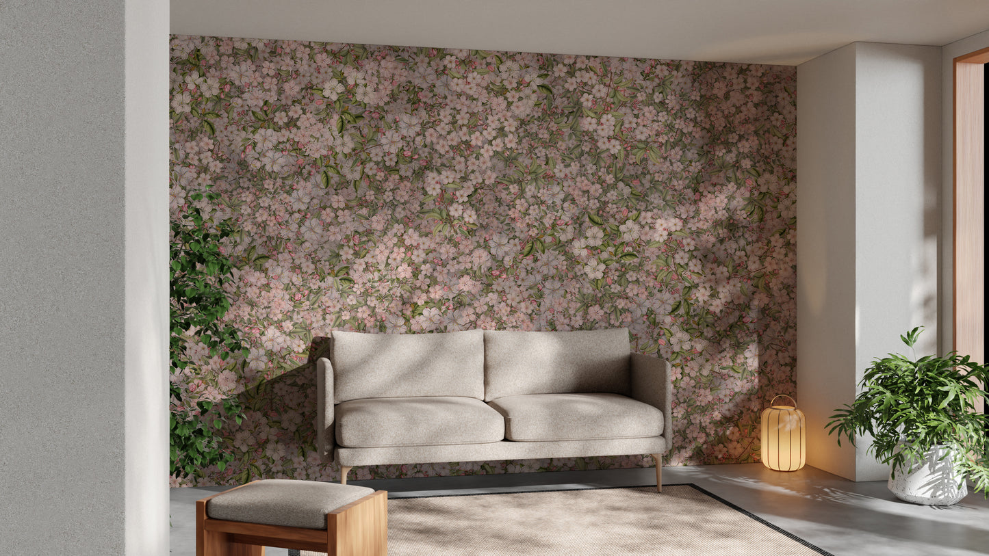 Pink and Green Cherry Blossom Flower Wallpaper Murals