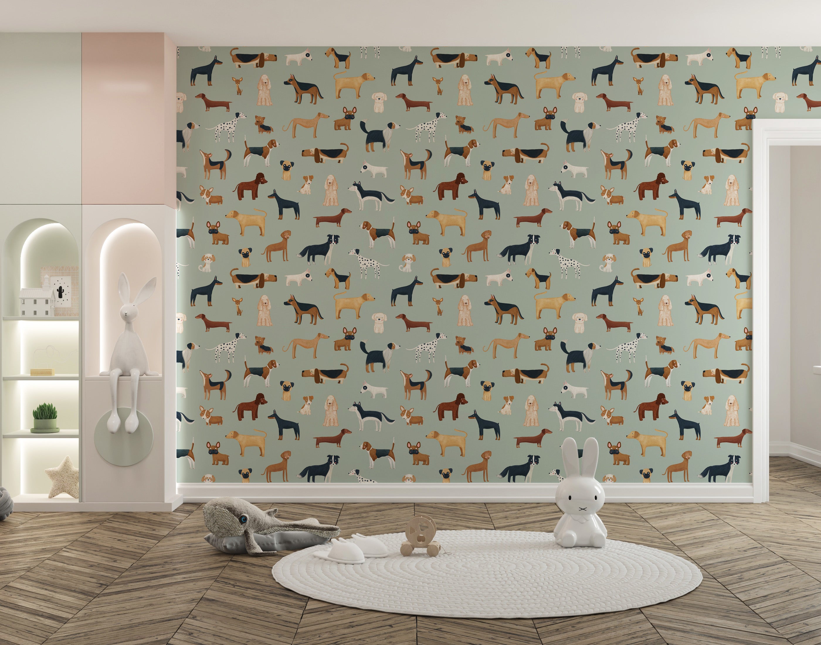 Kids’ wallpaper featuring adorable dogs
