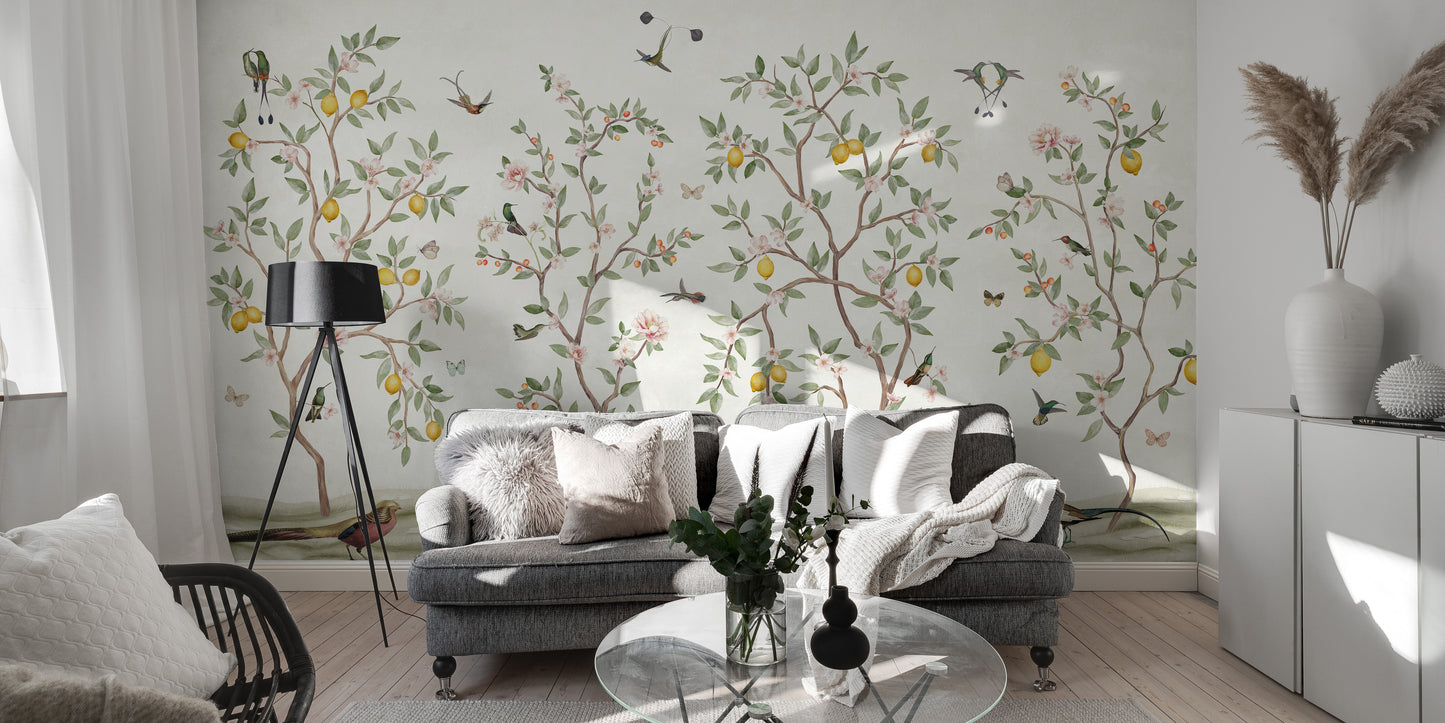 Lemon Tree Chinoiserie peel and stick wallpaper