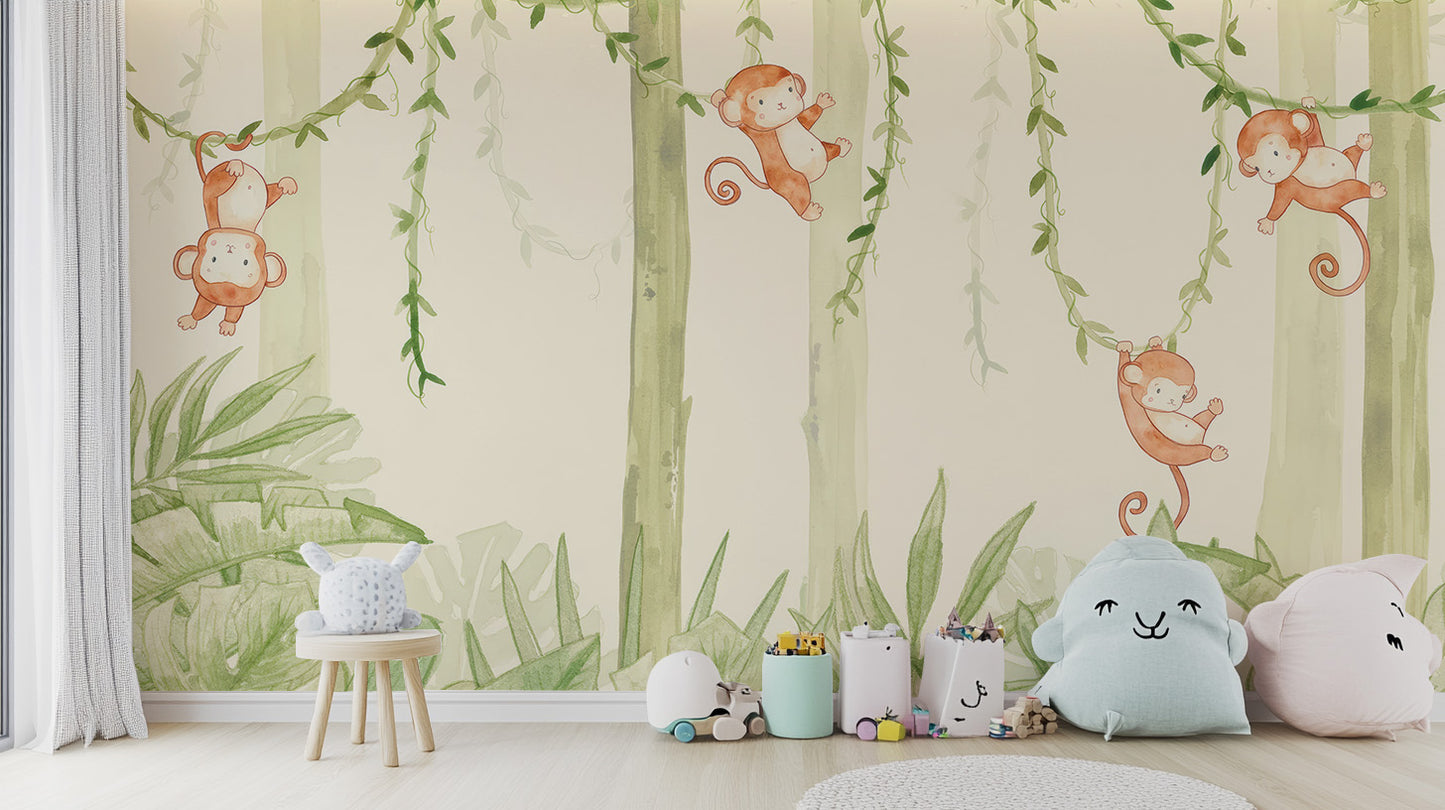 Swinging Monkey Wallpaper Mural