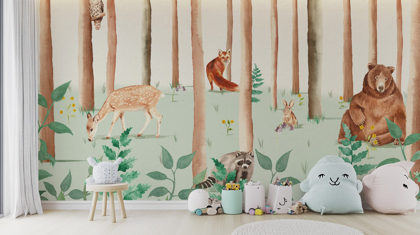 Storybook Wildlife Wall Mural