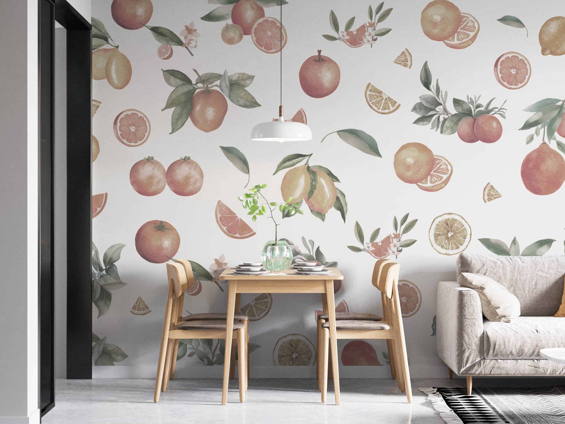 Vibrant Citrus Orchard Delight wallpaper decor