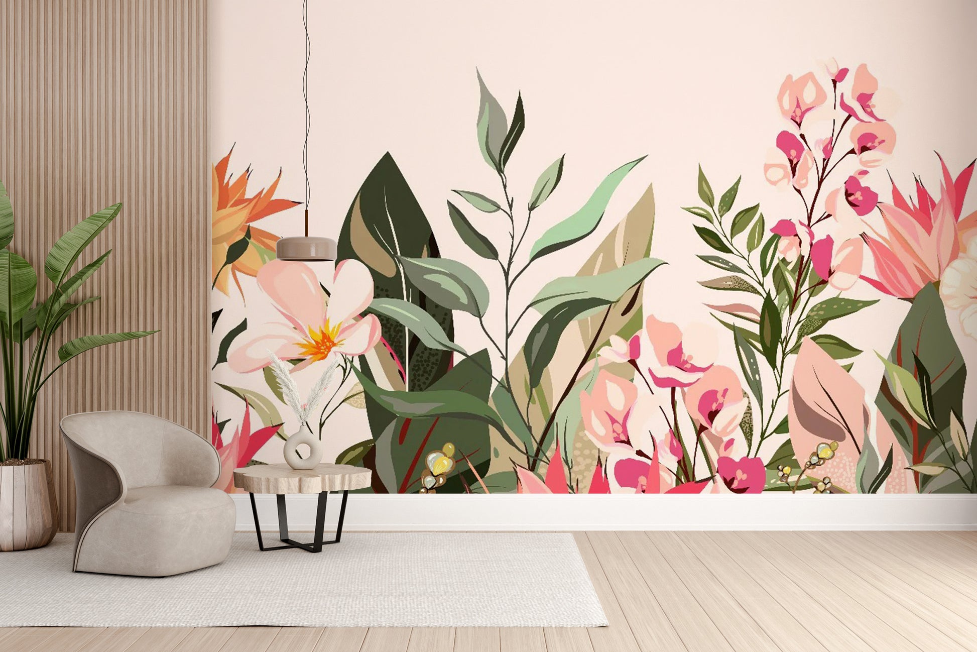 Vibrant floral wallpaper design
