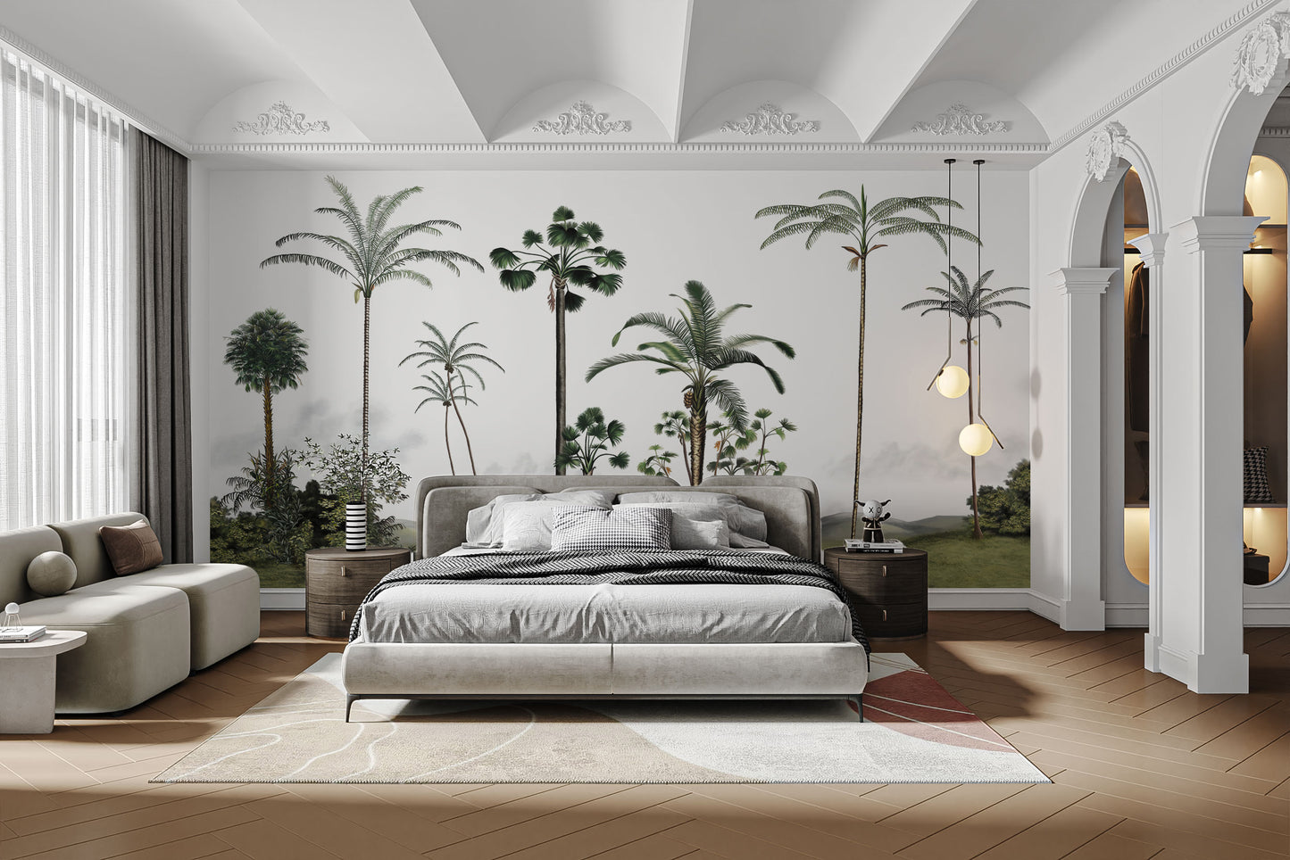 Vintage palm tree wallpaper mural for elegant décor
