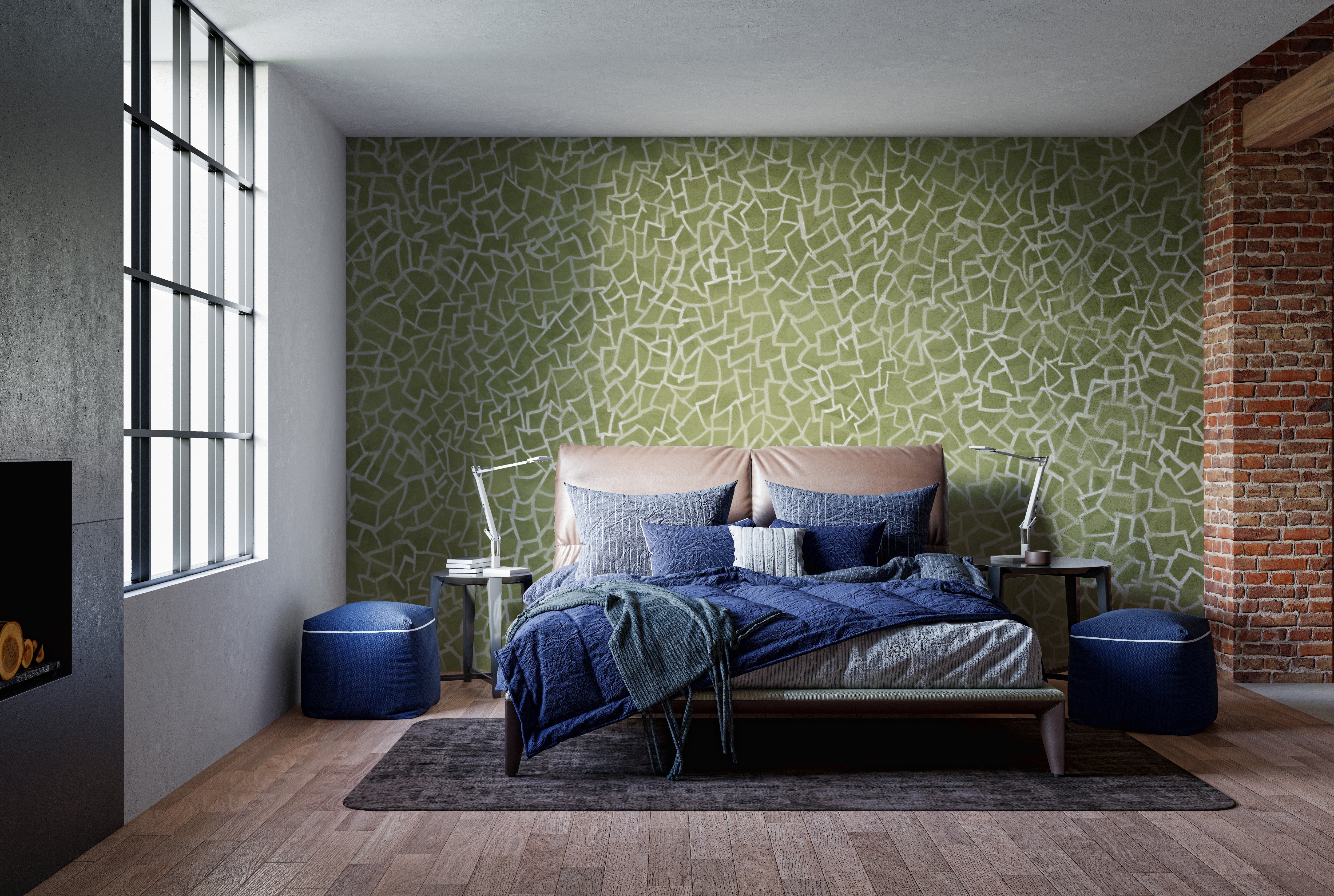 Stylish Green Glimmer Pragmatico mural for a vibrant statement.
