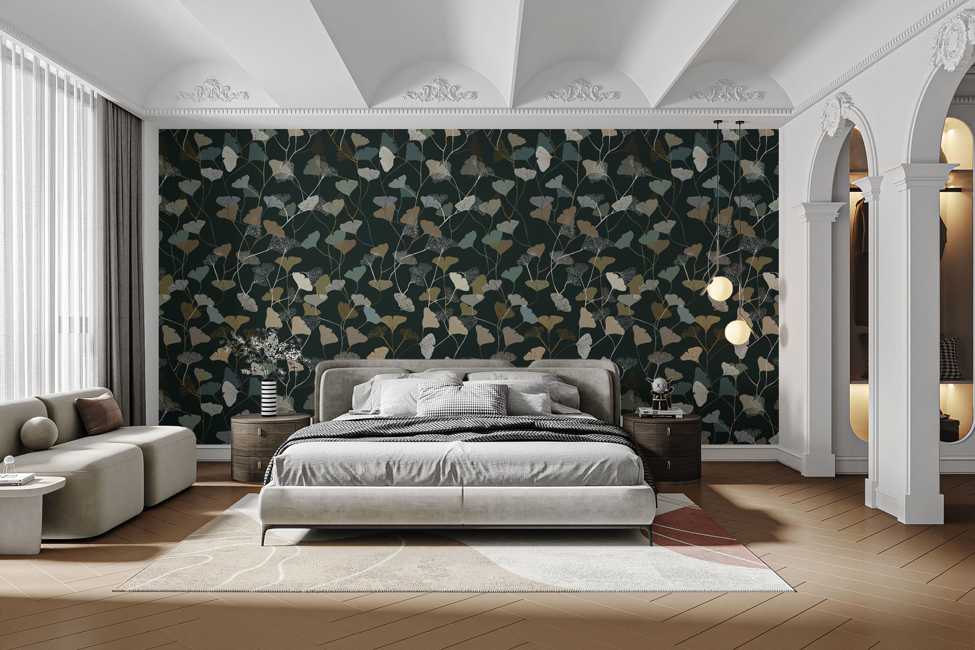 Chic ginkgo wallpaper for serene interiors