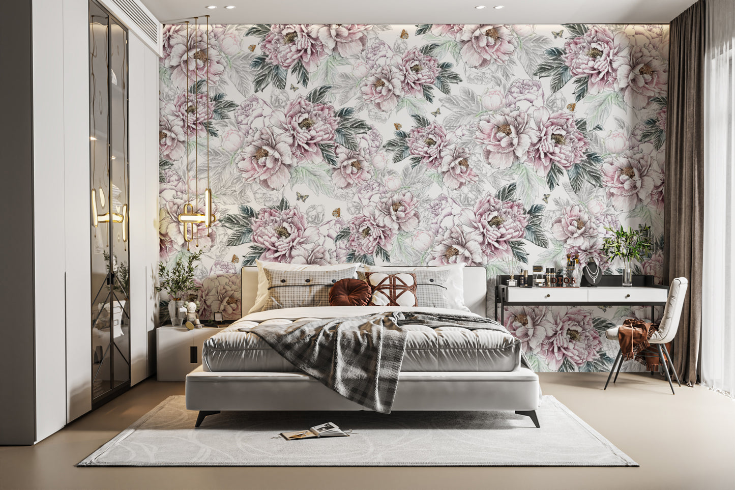 Vintage Peony Floral Wallpaper Mural