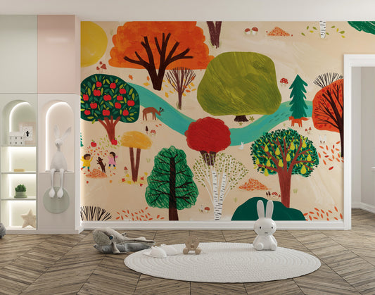 Storybook Trees wallpaper for kids room magic