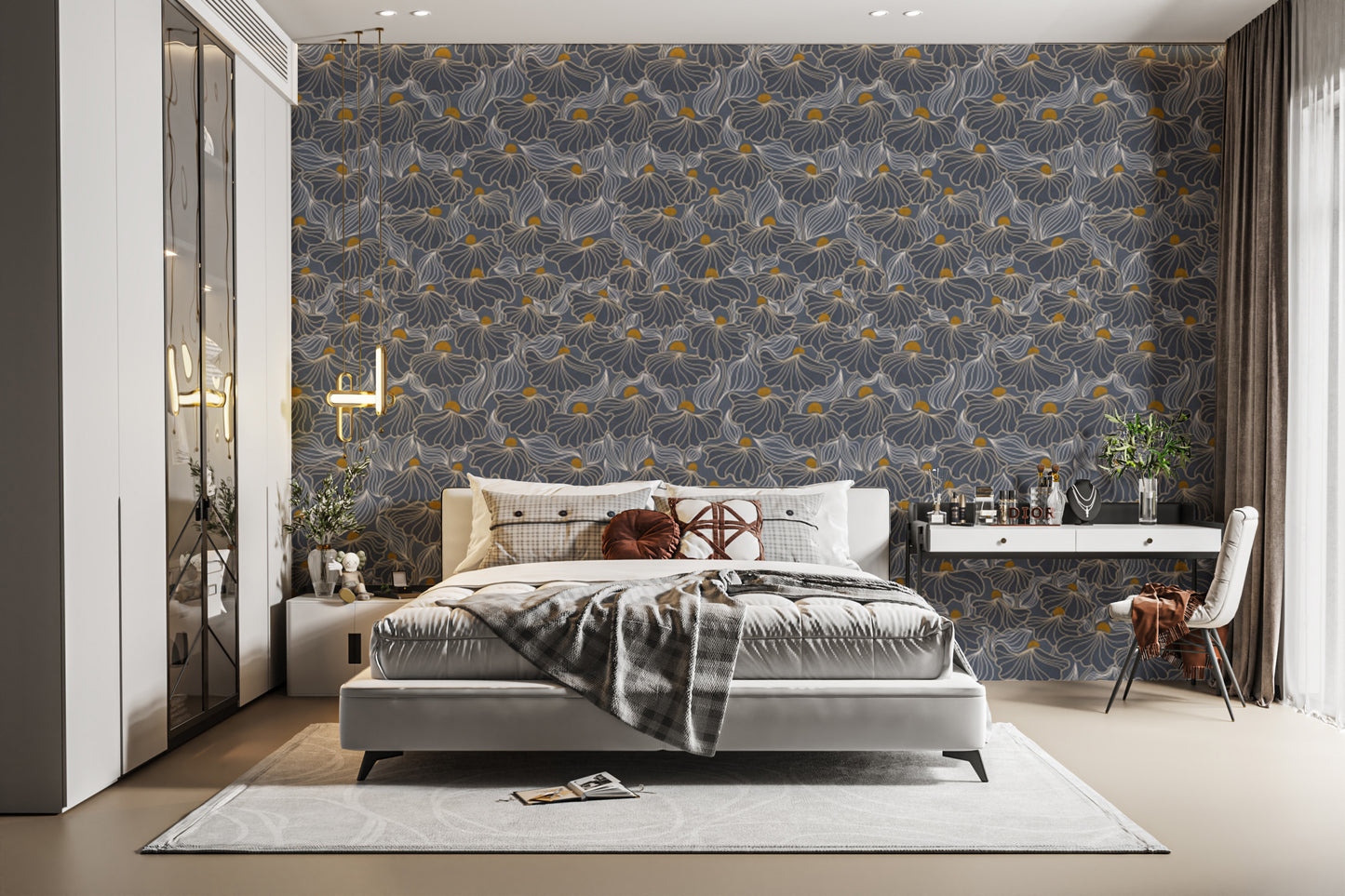 Reusable wallpaper with meadow night patterns