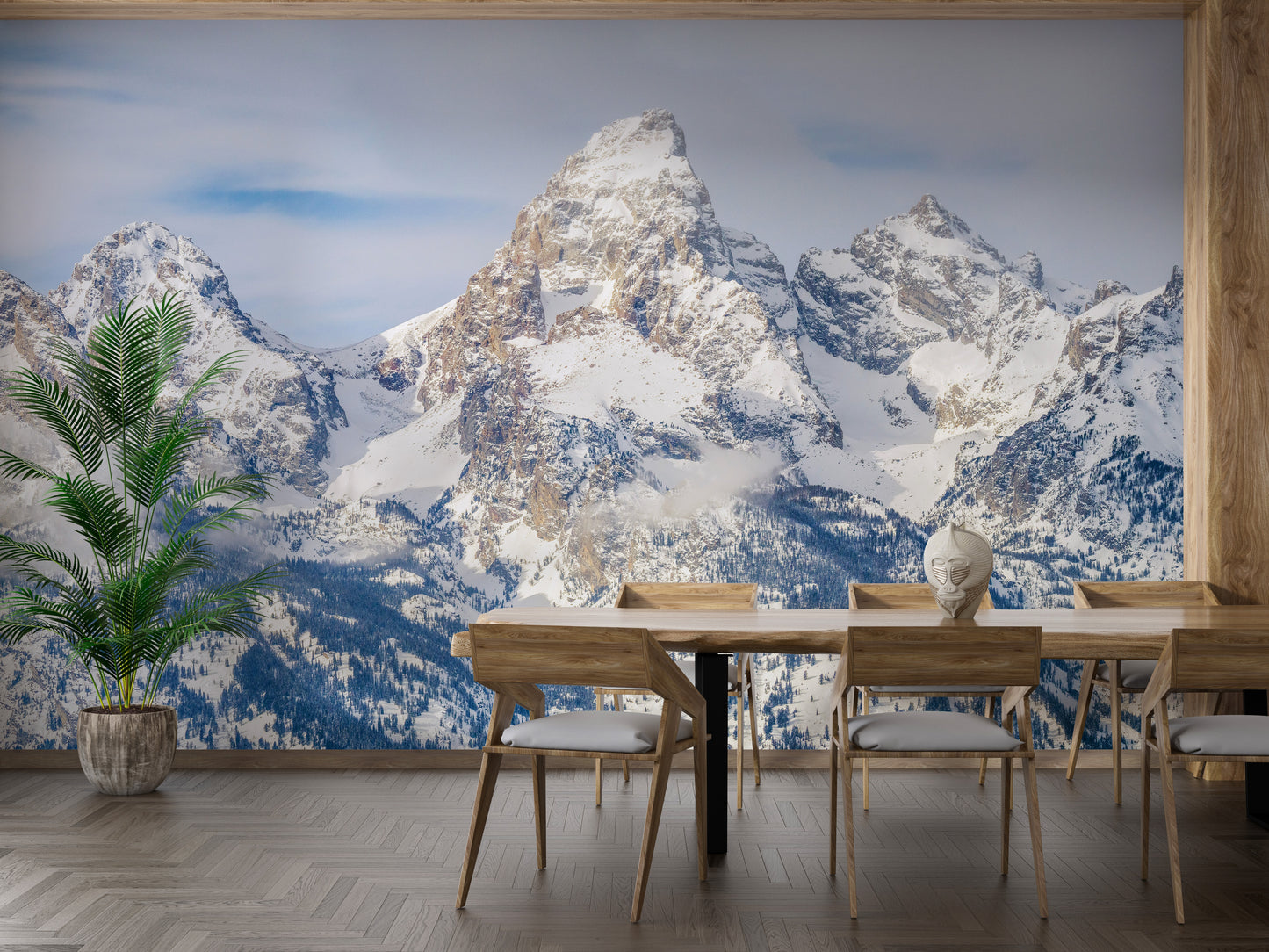 Serene mountain wallpaper dining rooms