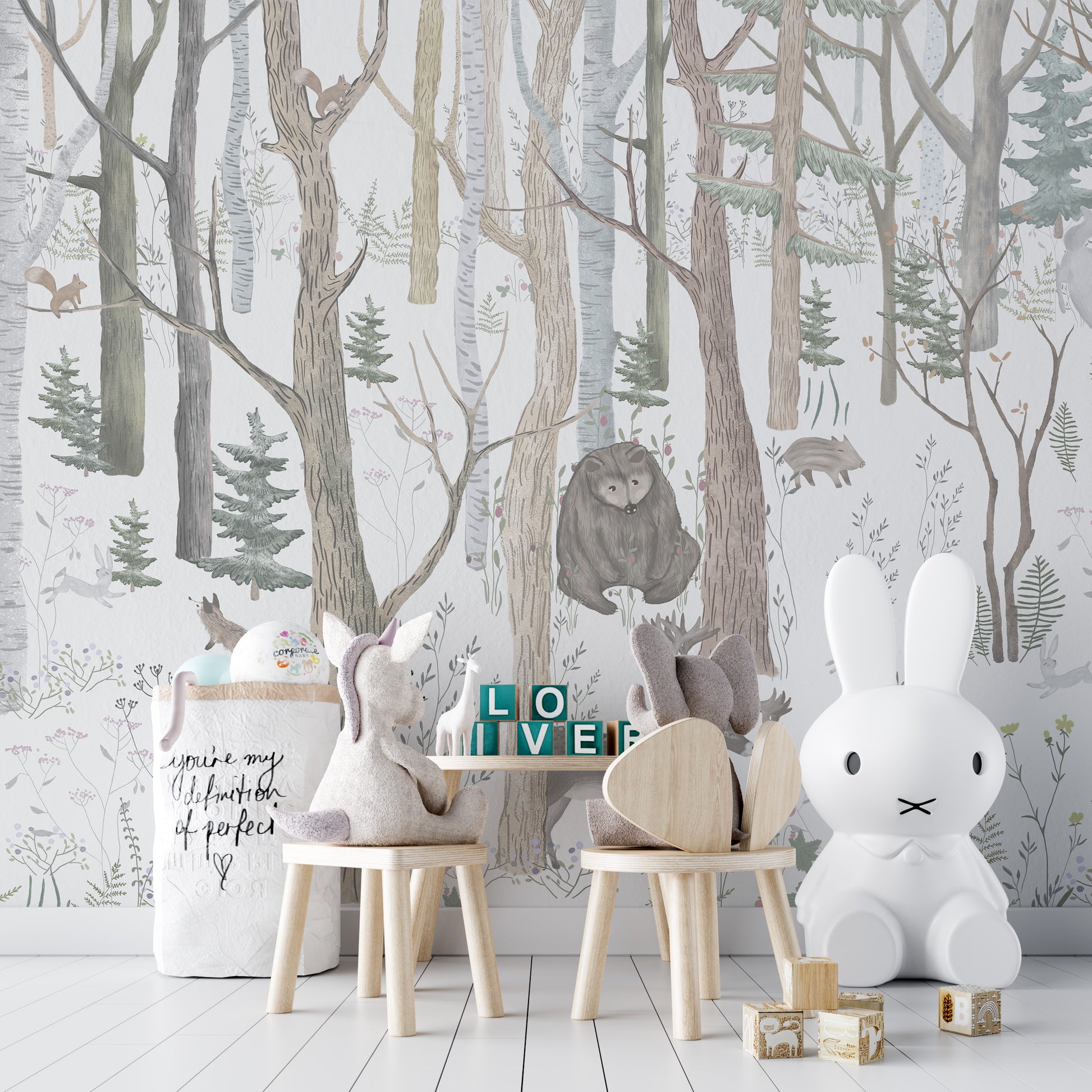 Mystical Forest Scene wallpaper transforms a nursery to fantasy