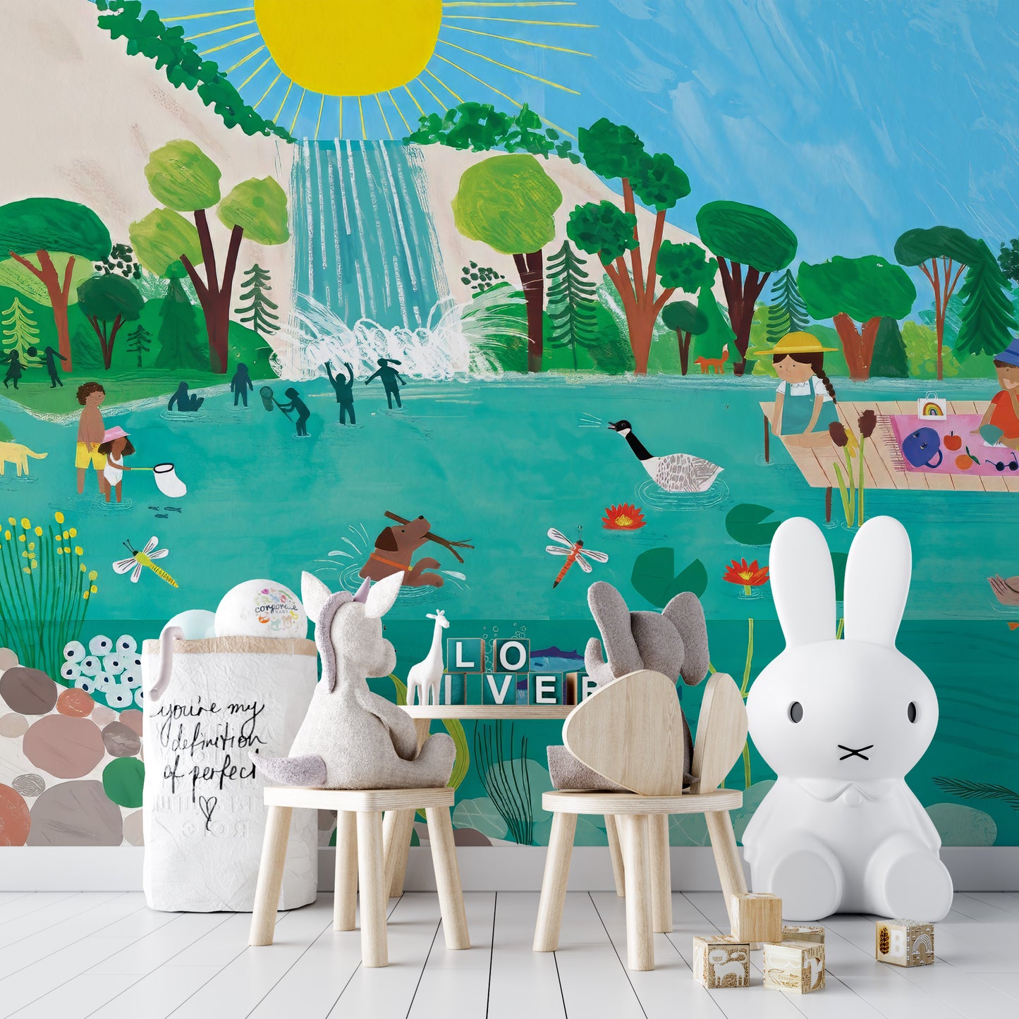 Sunny Lakeside Picnic Mural