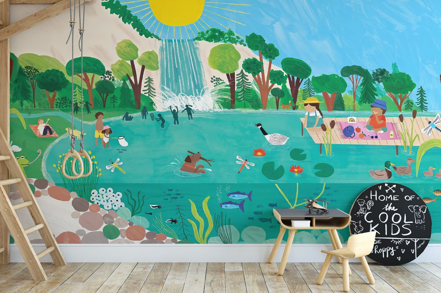 Sunny Lakeside Picnic Mural