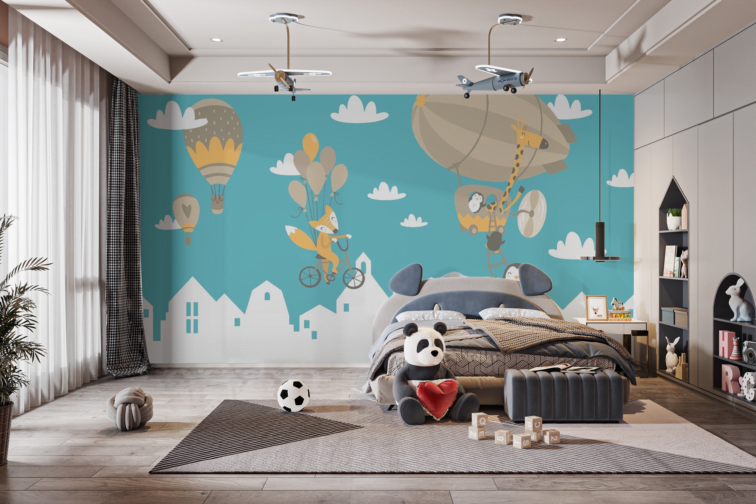 Fun Kids Animated Motifs Wallpaper Mural design
