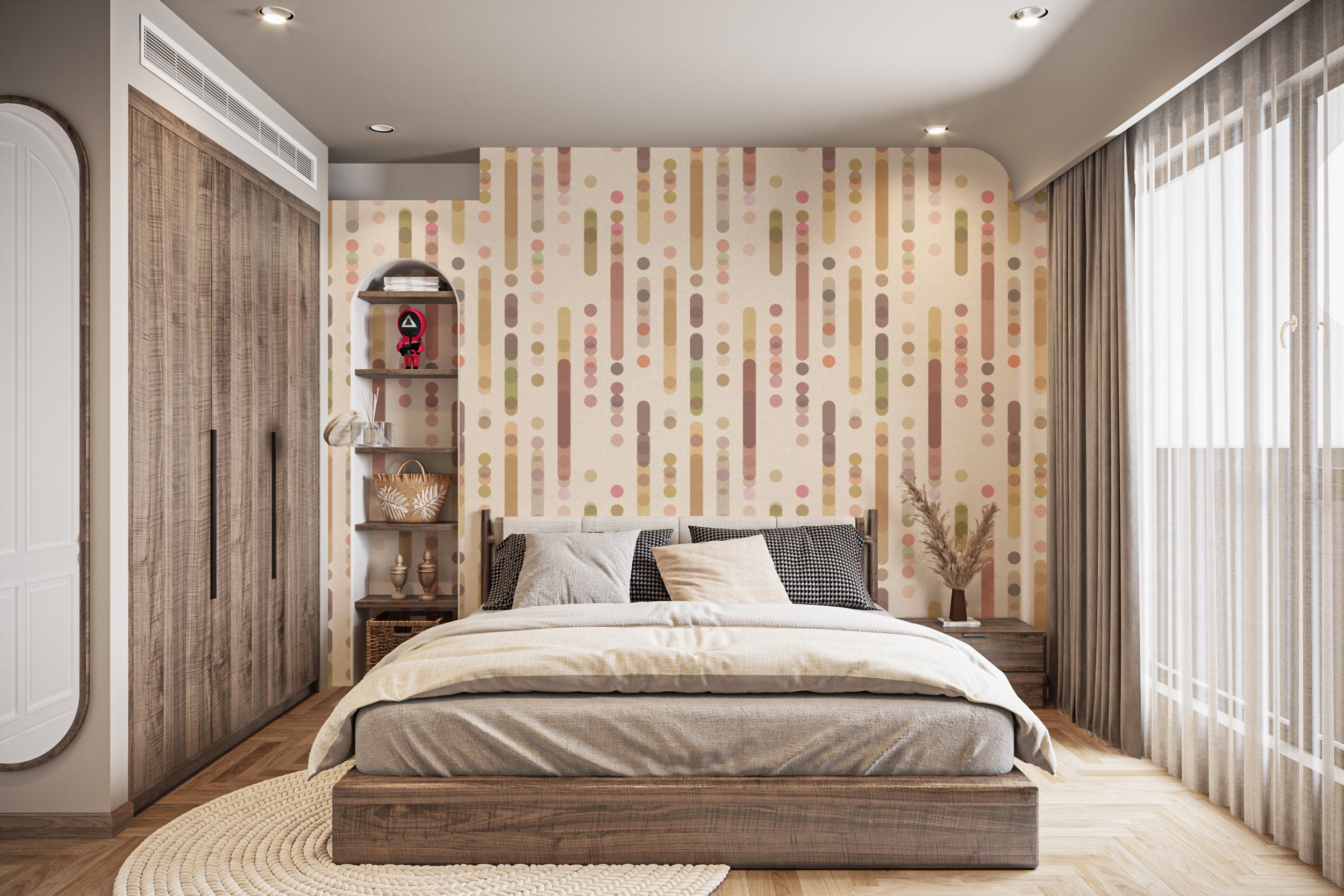 Chic and trendy cozy wallpaper with geometric aesthetics