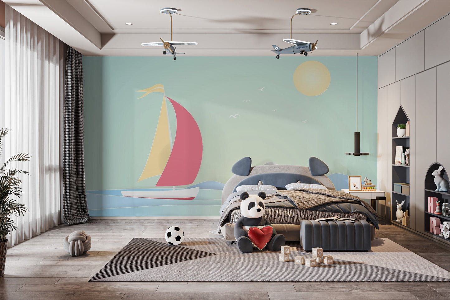 Summer Boat Sailing Wallpaper Mural