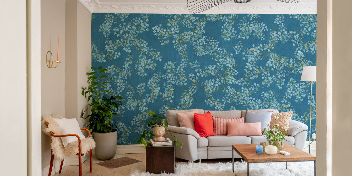 Blue Floral Peel and Stick Wallpaper