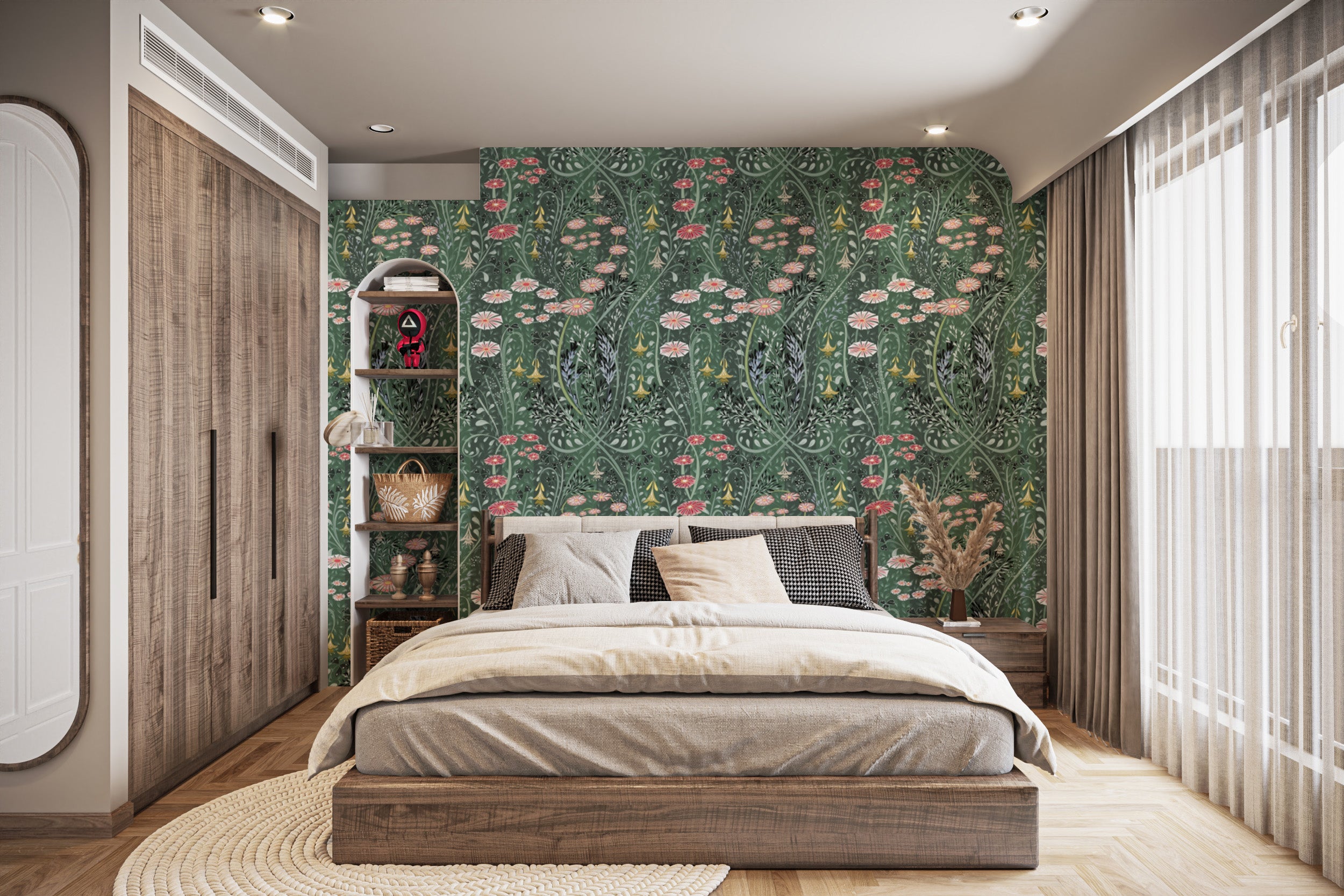 Enchanting meadow wallpaper for cozy living spaces