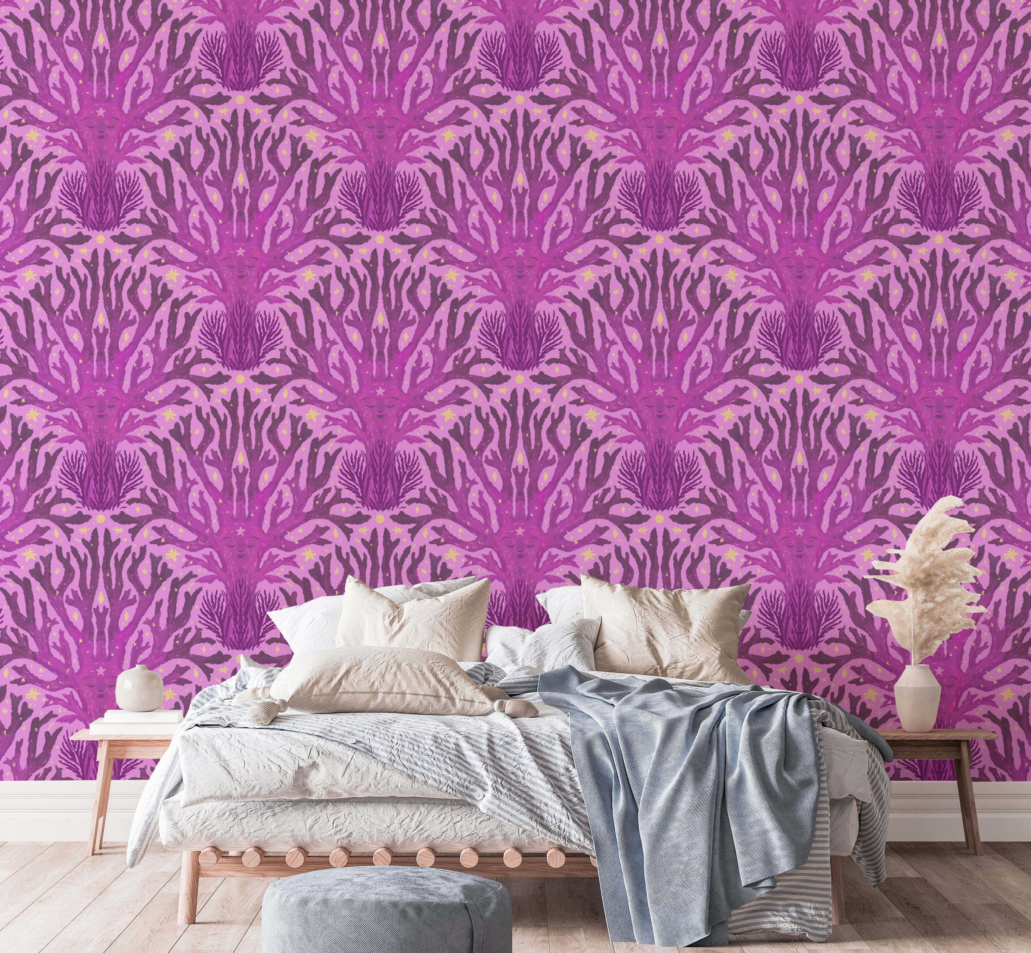 Purple coral fungus wallpaper with organic charm
