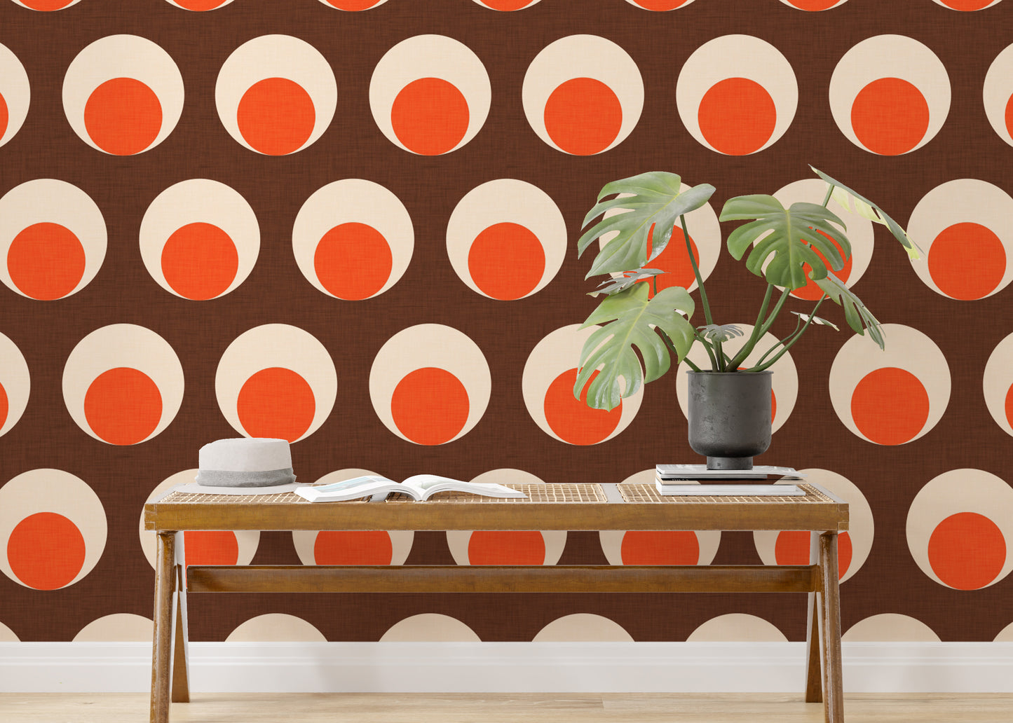 Stylish retro-inspired dot pattern wallpaper
