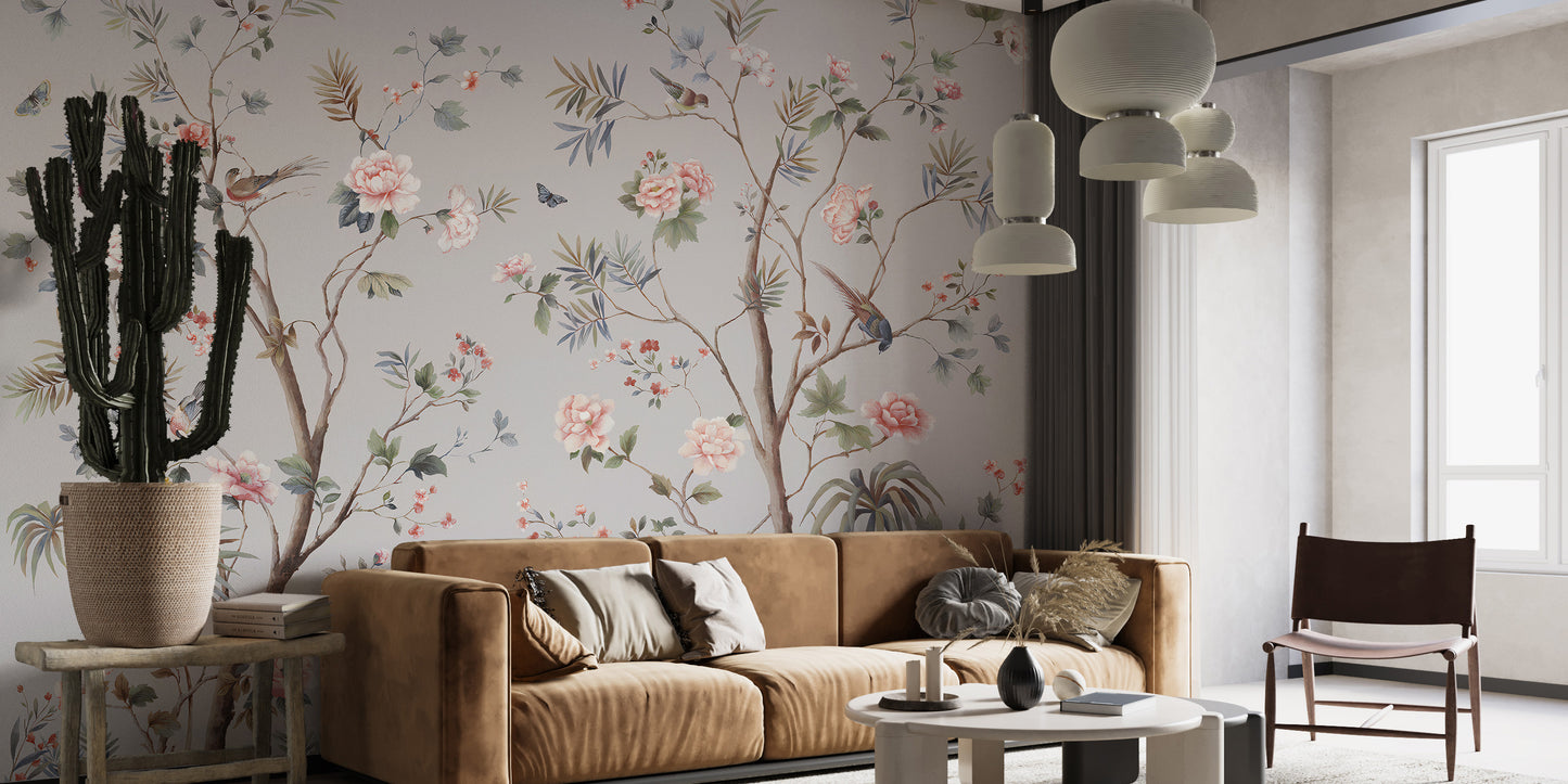 Chinoeserie Floral design Wallpaper Mural