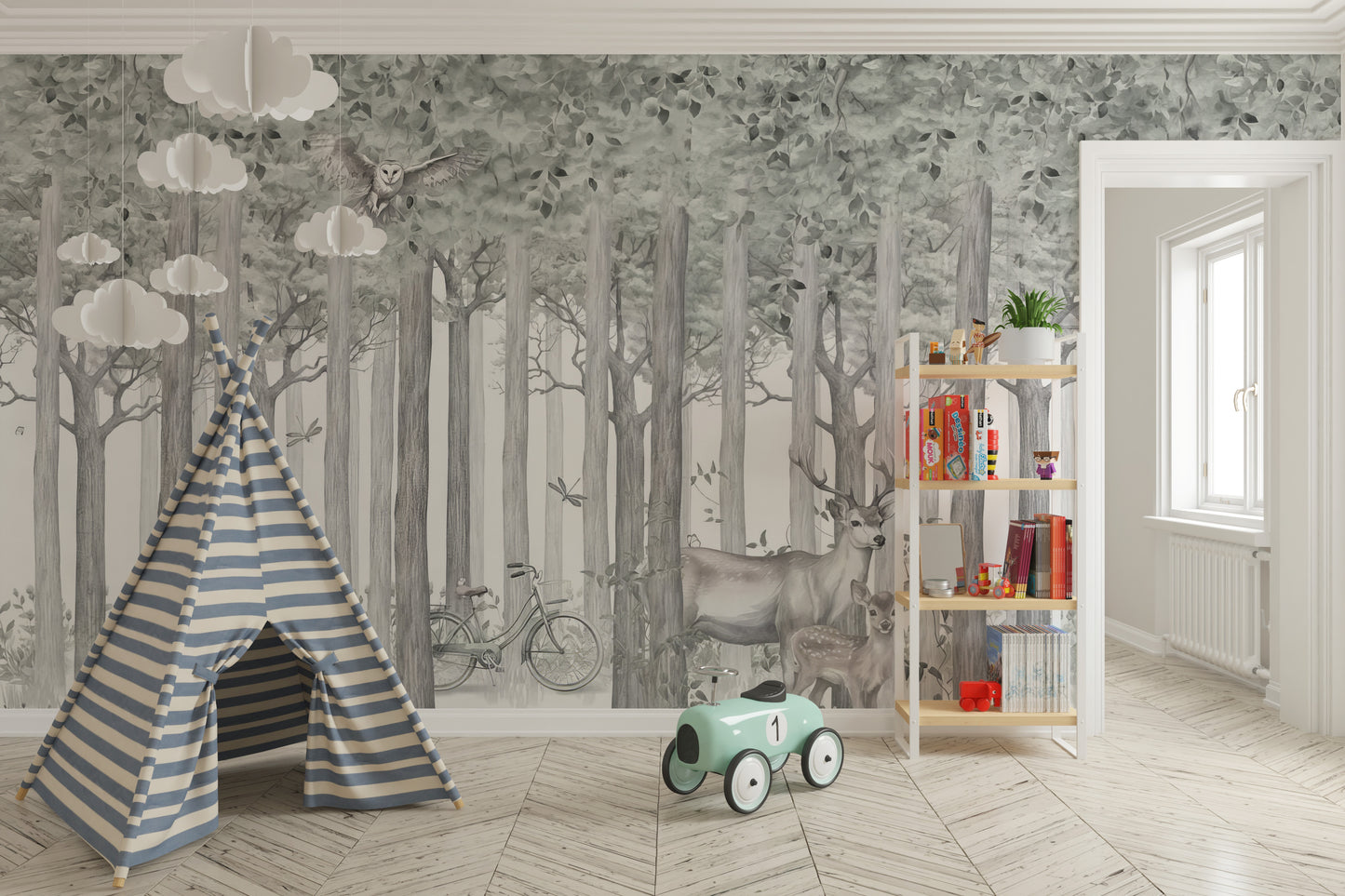 Enchanted woodland wallpaper for children
