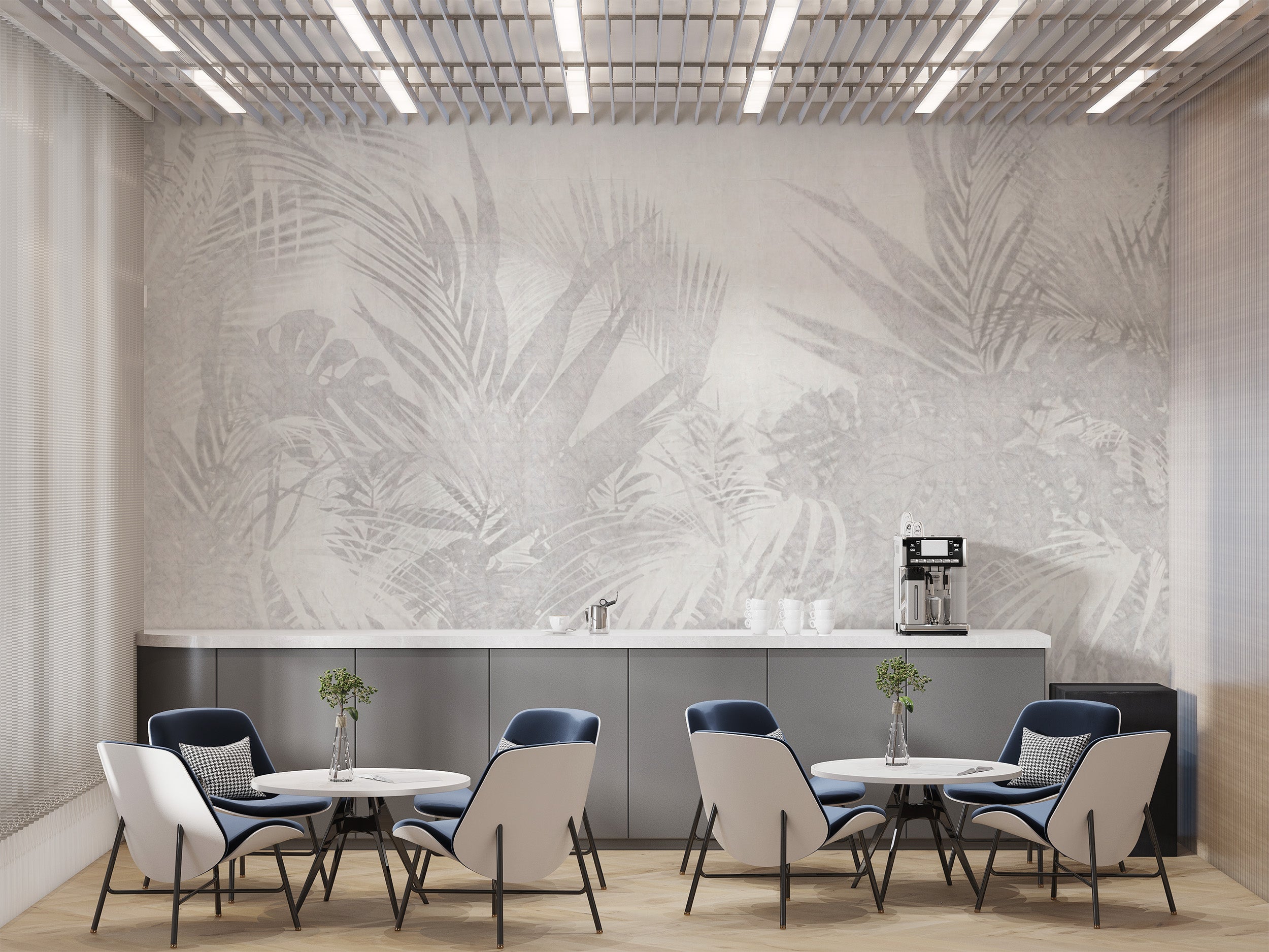 Modern leaf print wallpaper with tropical elegance
