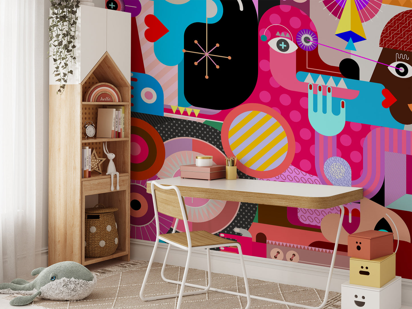 Abstract Pop Art Faces Wall Mural