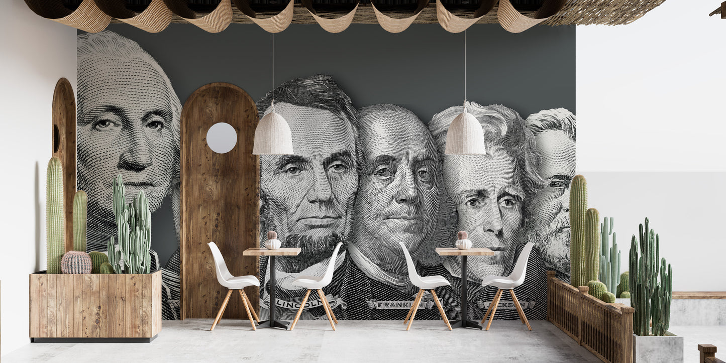 US Presidential Portraits Currency Wall Mural - Giffywalls