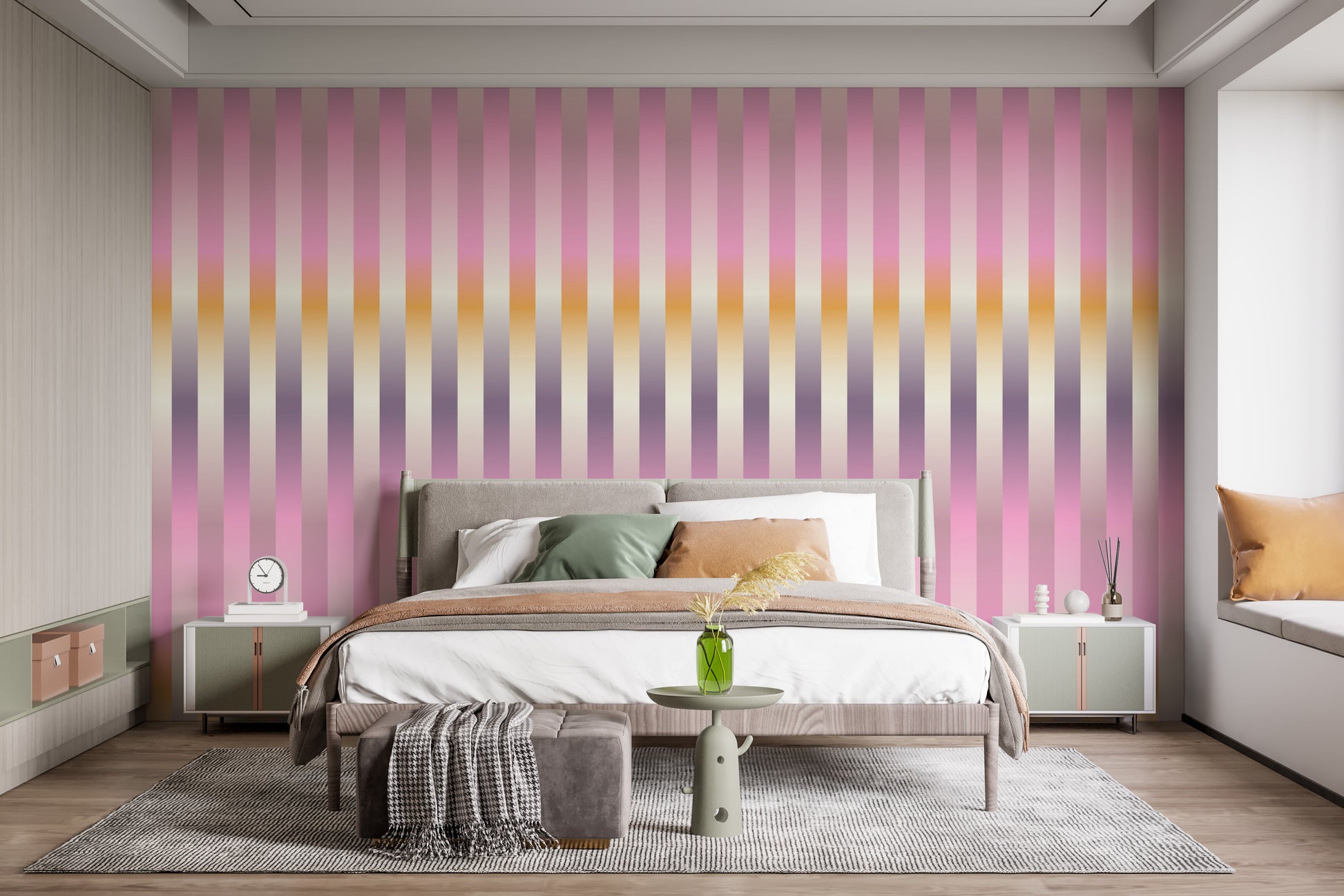 Blurred lilac striped mural for a chic, modern look