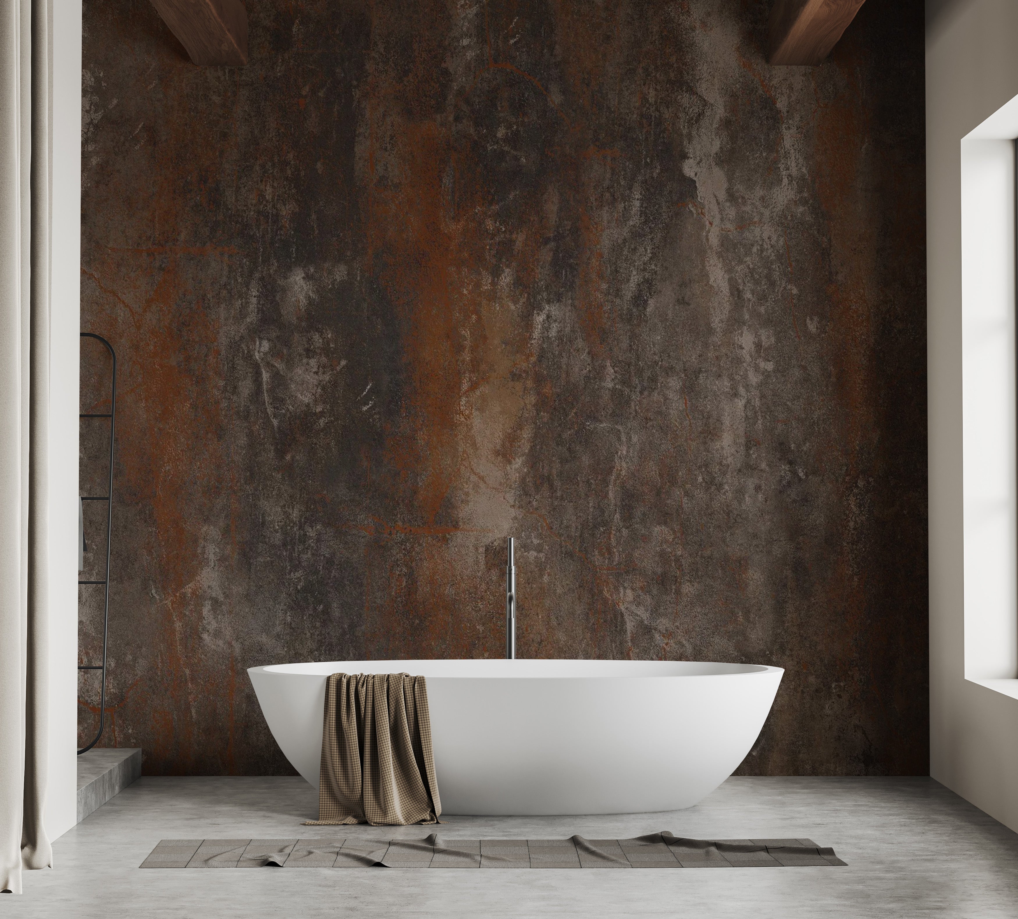 Industrial rustic charm for modern bathroom walls