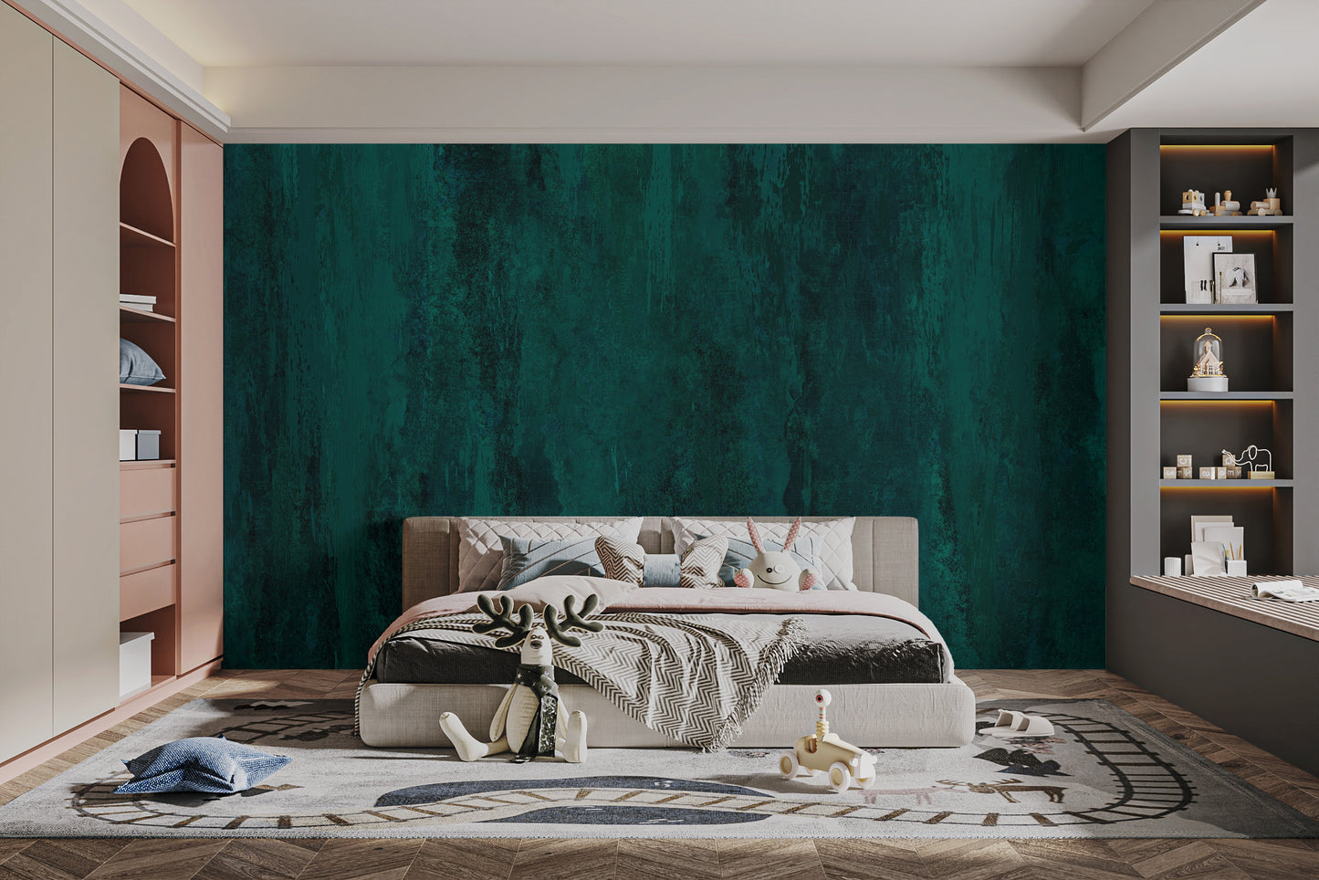 Rich Teal Grunge Wallpaper Mural - Giffywalls