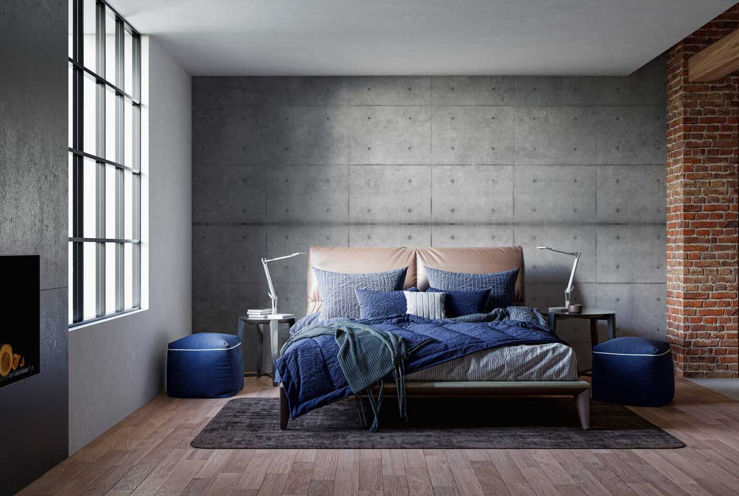 Textured grey wall covering with industrial charm
