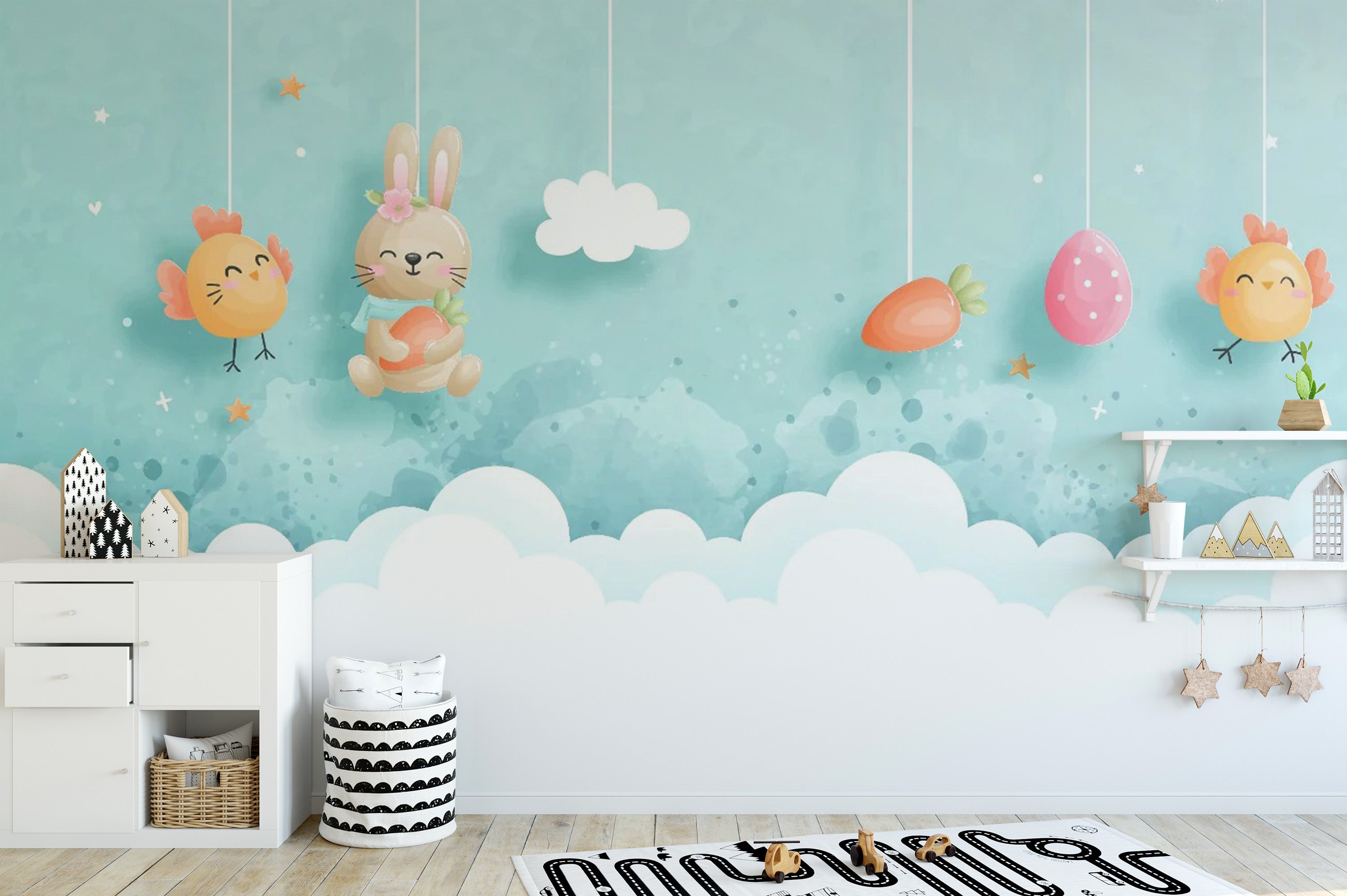 Colorful Easter Wallpaper Murals for playful spaces
