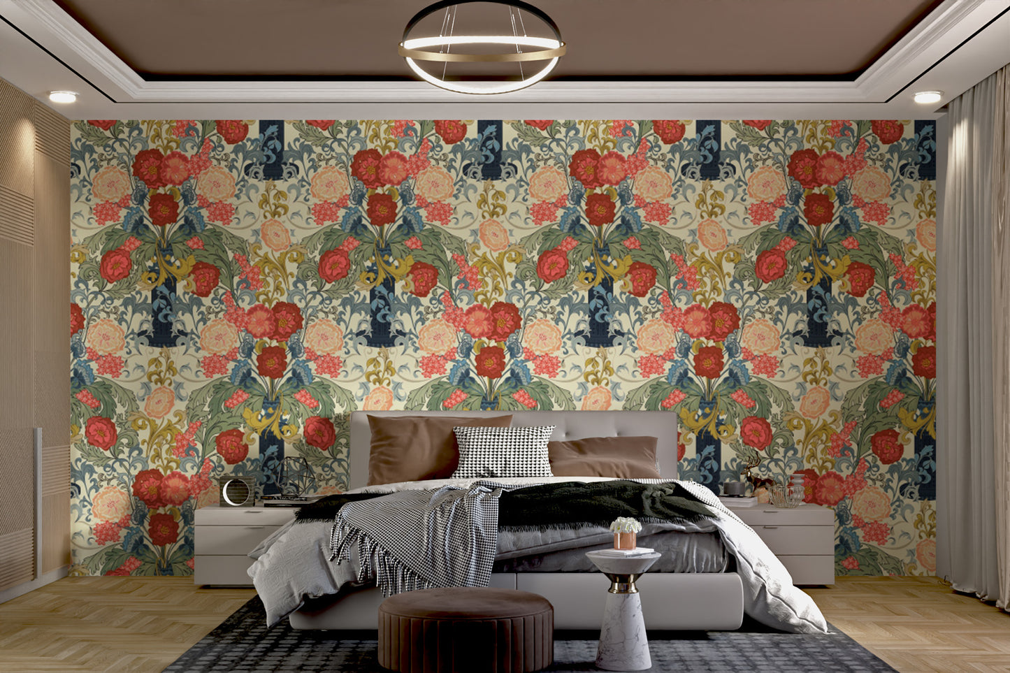 Artistic Heritage Rose Garden wallpaper with romantic rose designs.
