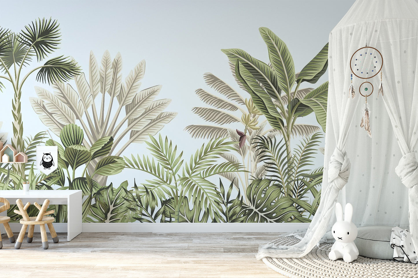 Vintage Tropical Leaves Wallpaper Mural - Giffywalls