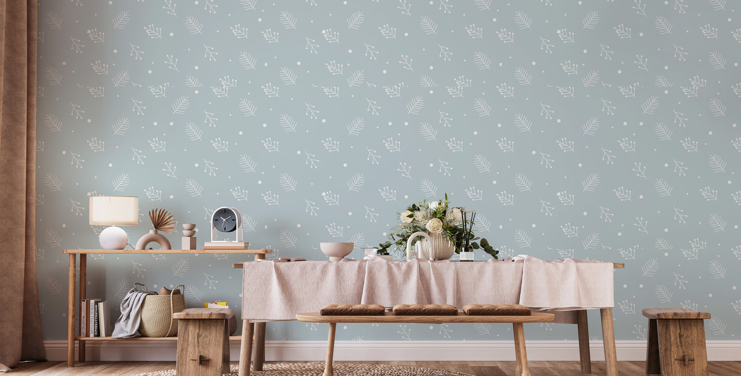 Soft festive spruce branch wallpaper mural