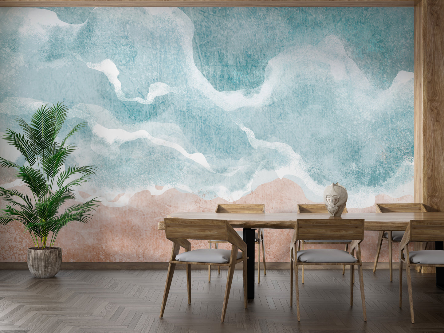 Boho Sea Beach Waves Wall Mural