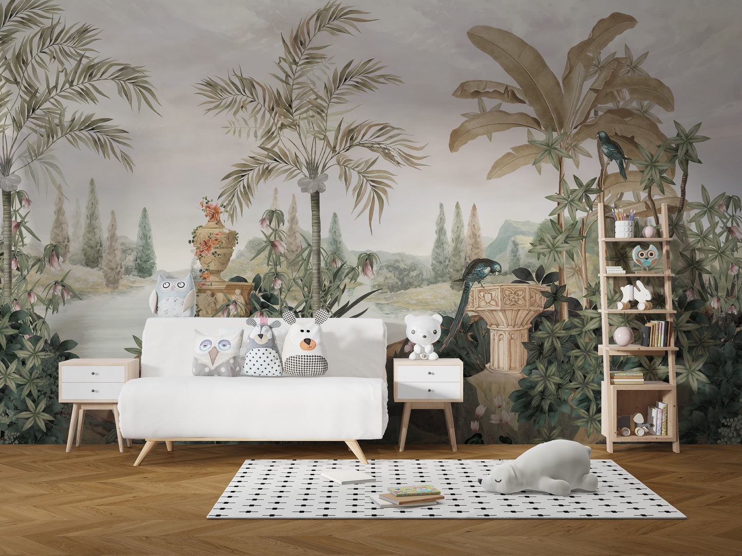 Tropical Vegetation Over Dusky Backdrop Wallpaper Mural