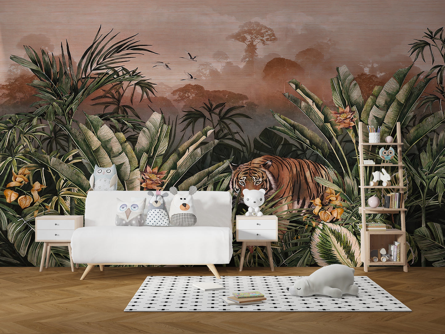 Wild tropical outdoors wallpaper mural design
