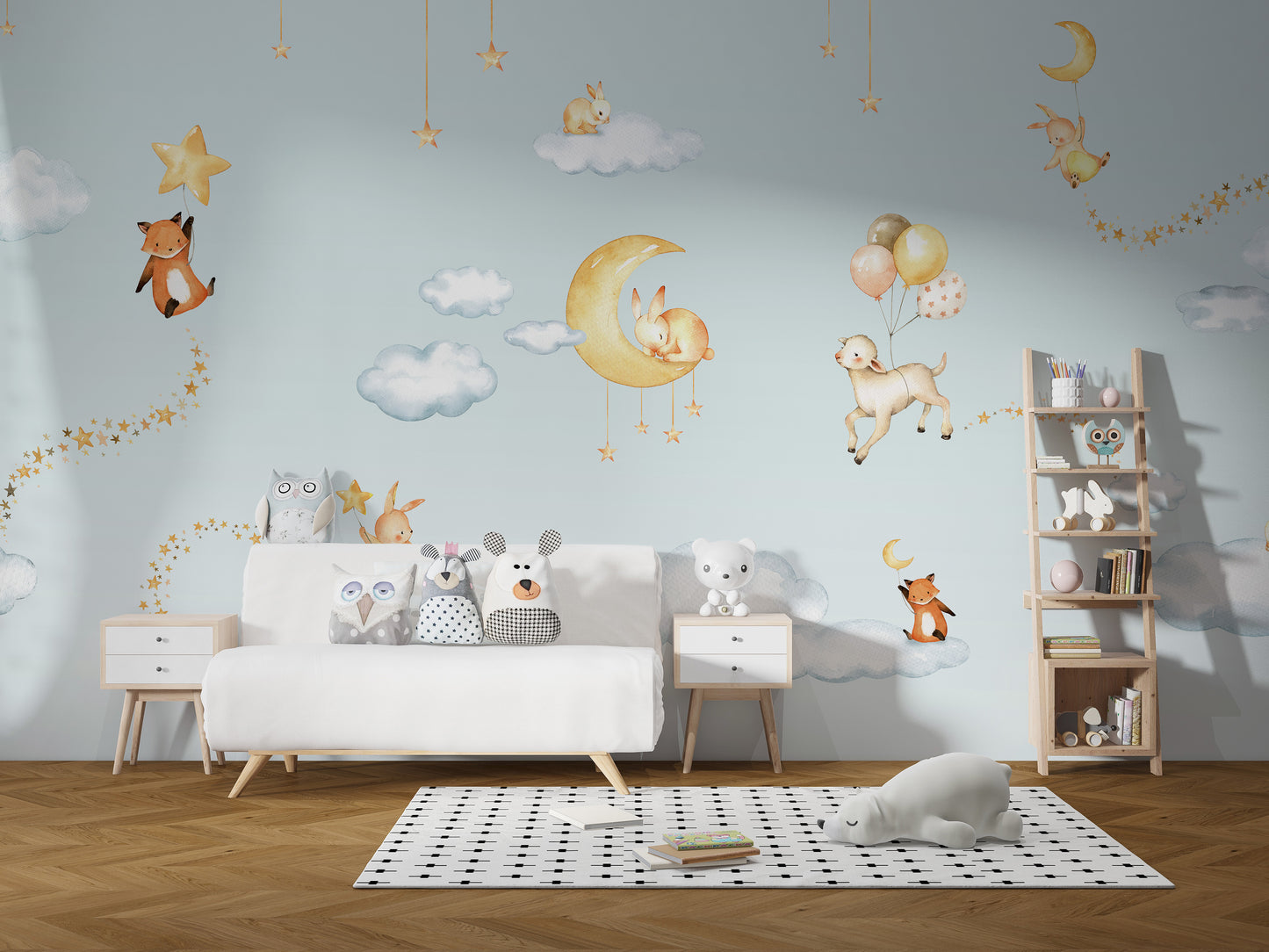 Blue Sweets dreams wallpaper for kids room - Giffywalls