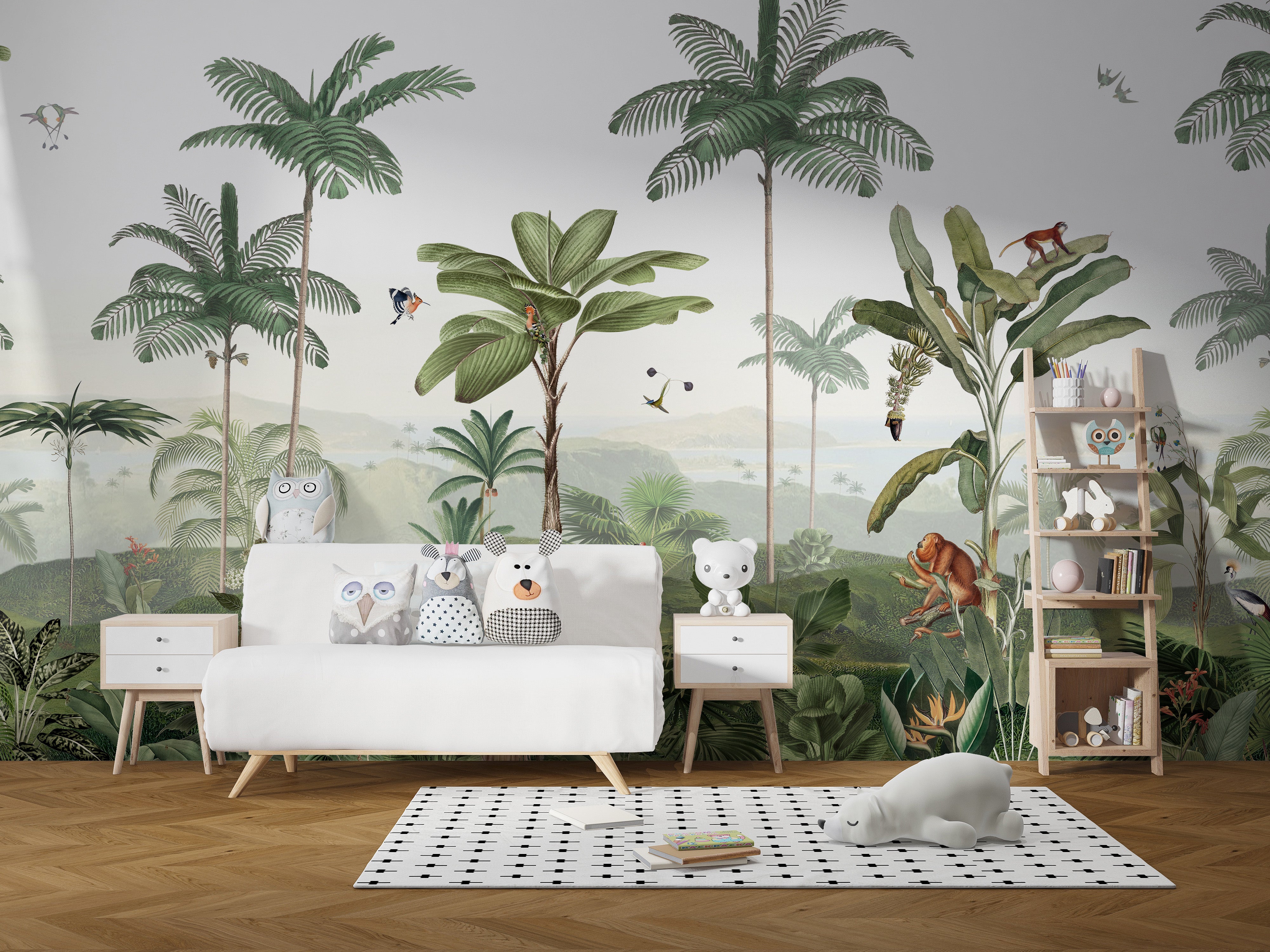 Jungle-themed Thrilling Tropics mural wallpaper for decor