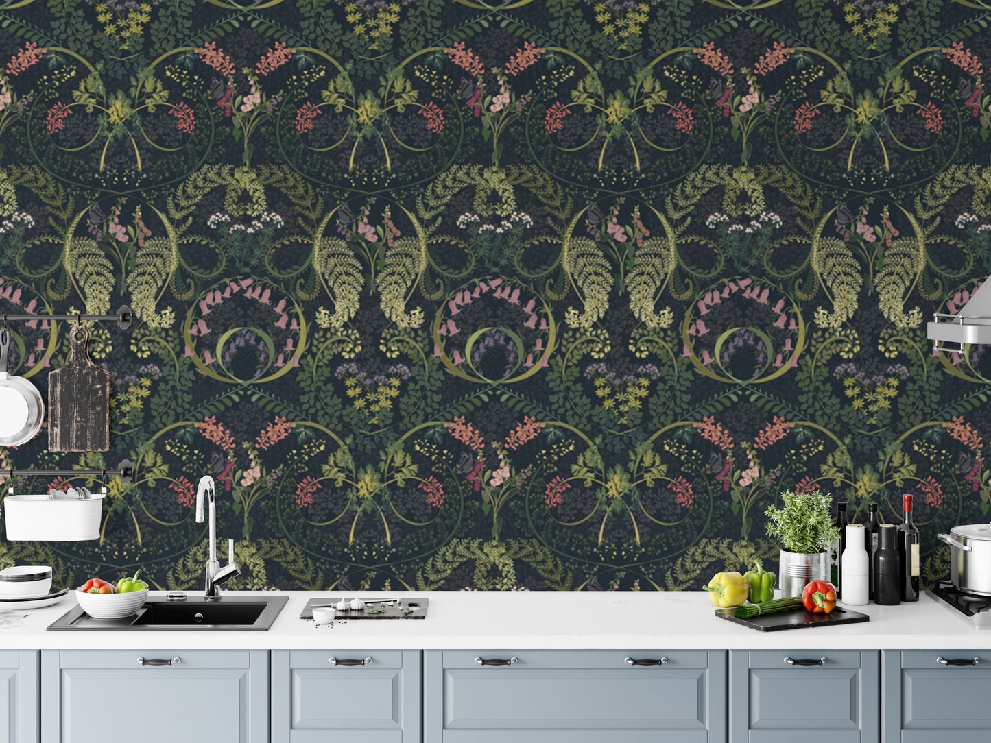 Create a serene space with Fauna Silhouette Garden wallpaper.