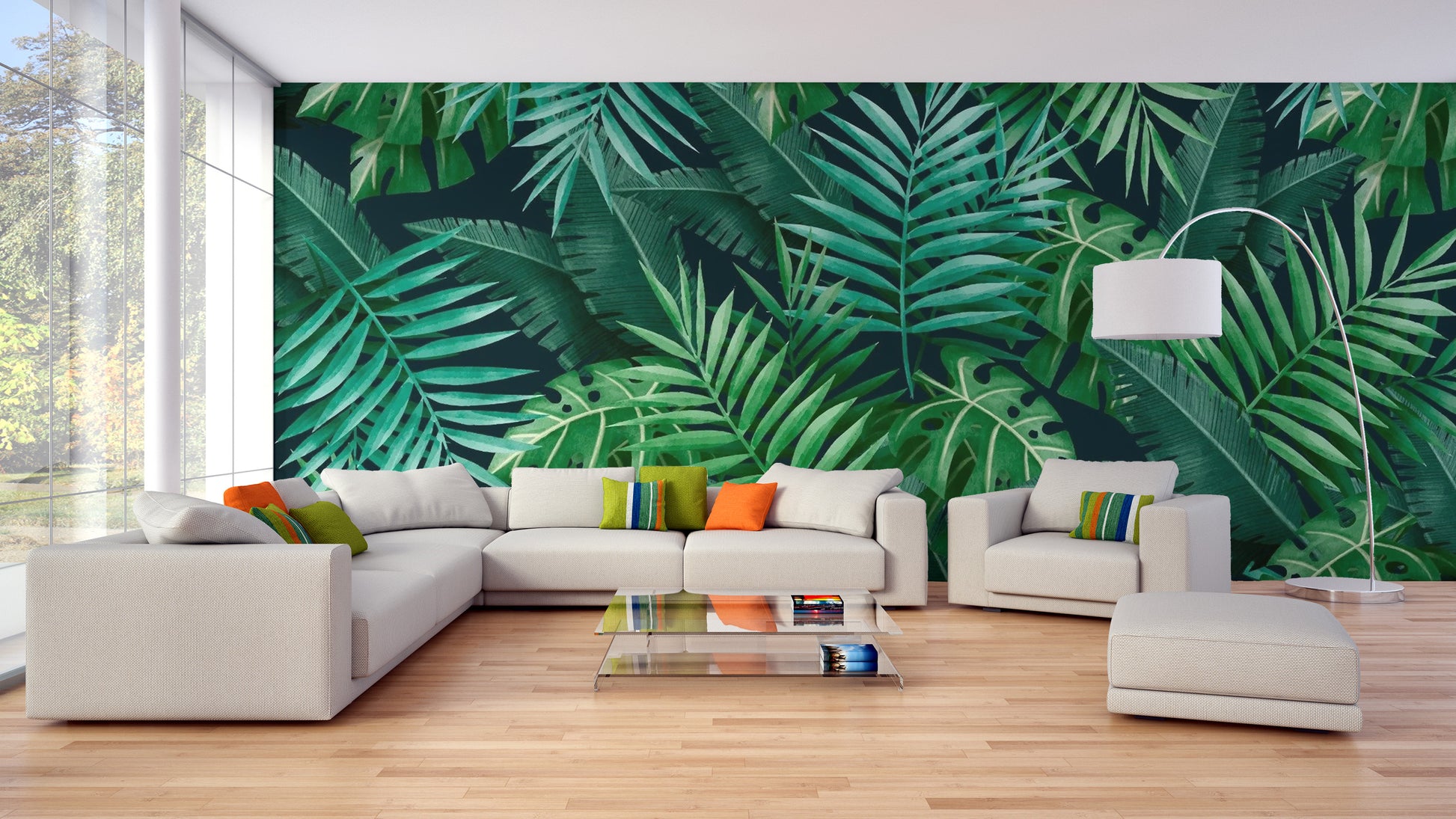 Tranquil Green Leaves Wallpaper Mural for bedrooms
