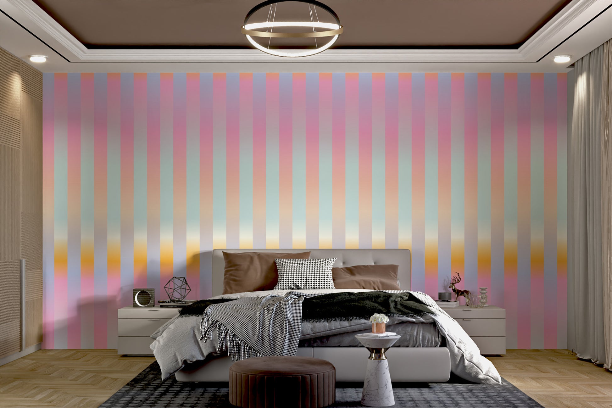 Minimalist Soft-Hued Striped Wall Art Mural
