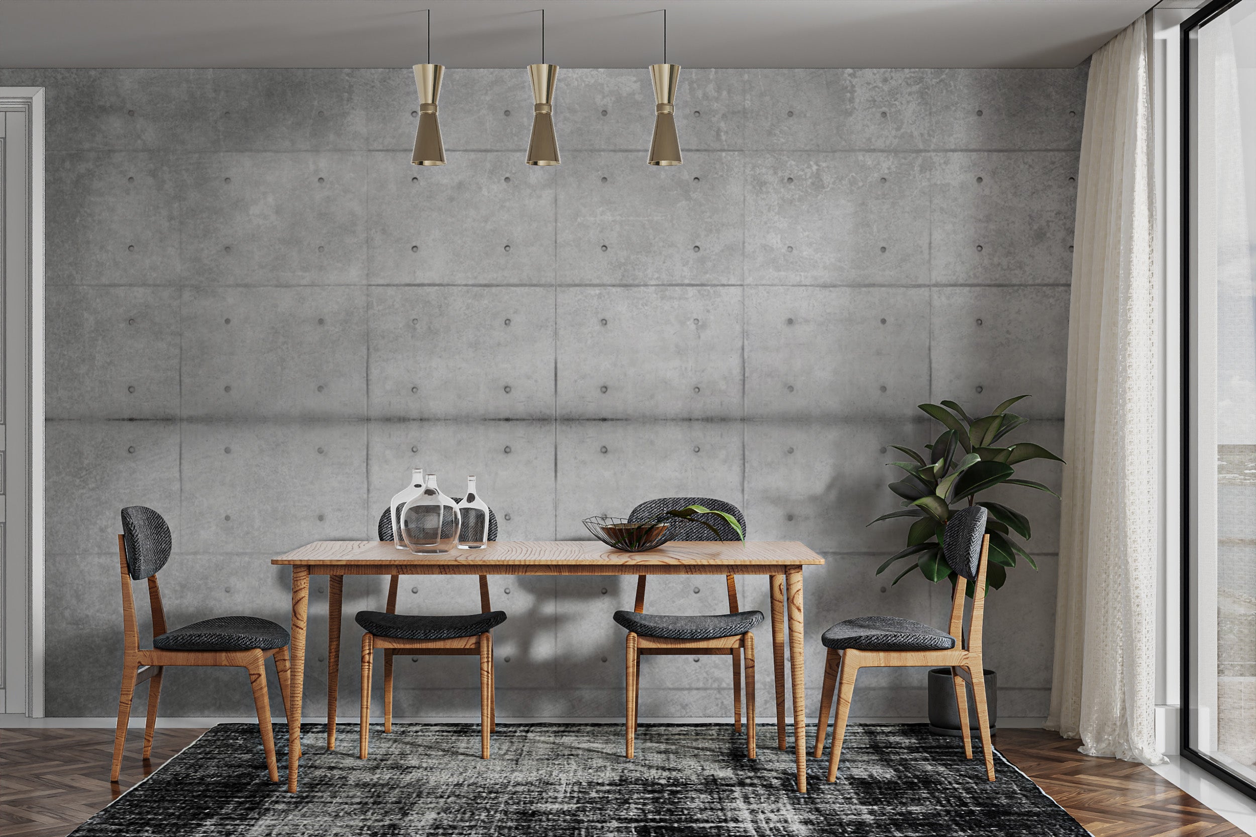 Chic industrial grey wall texture wallpaper for interiors
