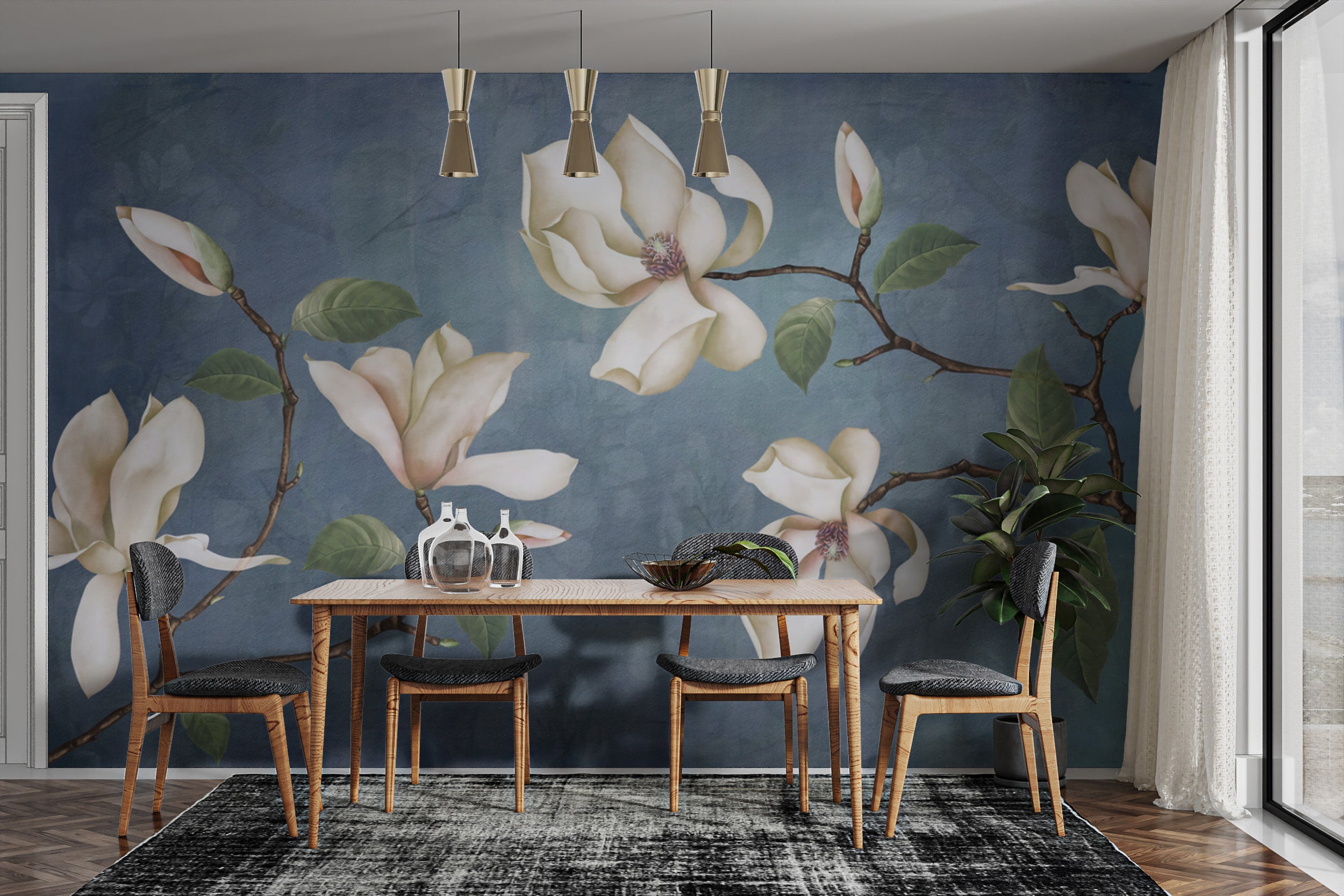 Nature-inspired magnolia wallpaper for stylish interiors
