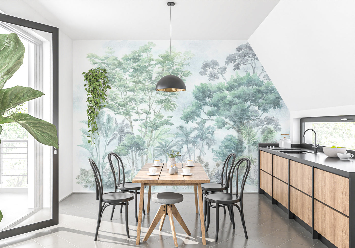 Stunning watercolour tropical jungle wallpaper mural
