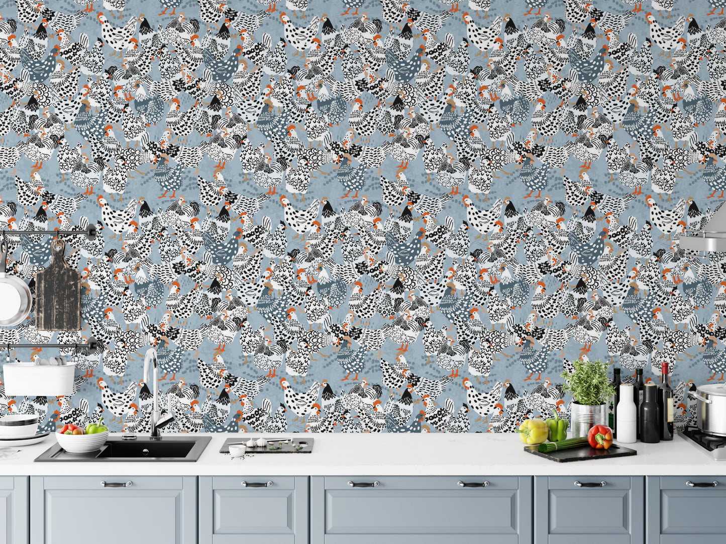 Modern poultry wallpaper for cozy interiors