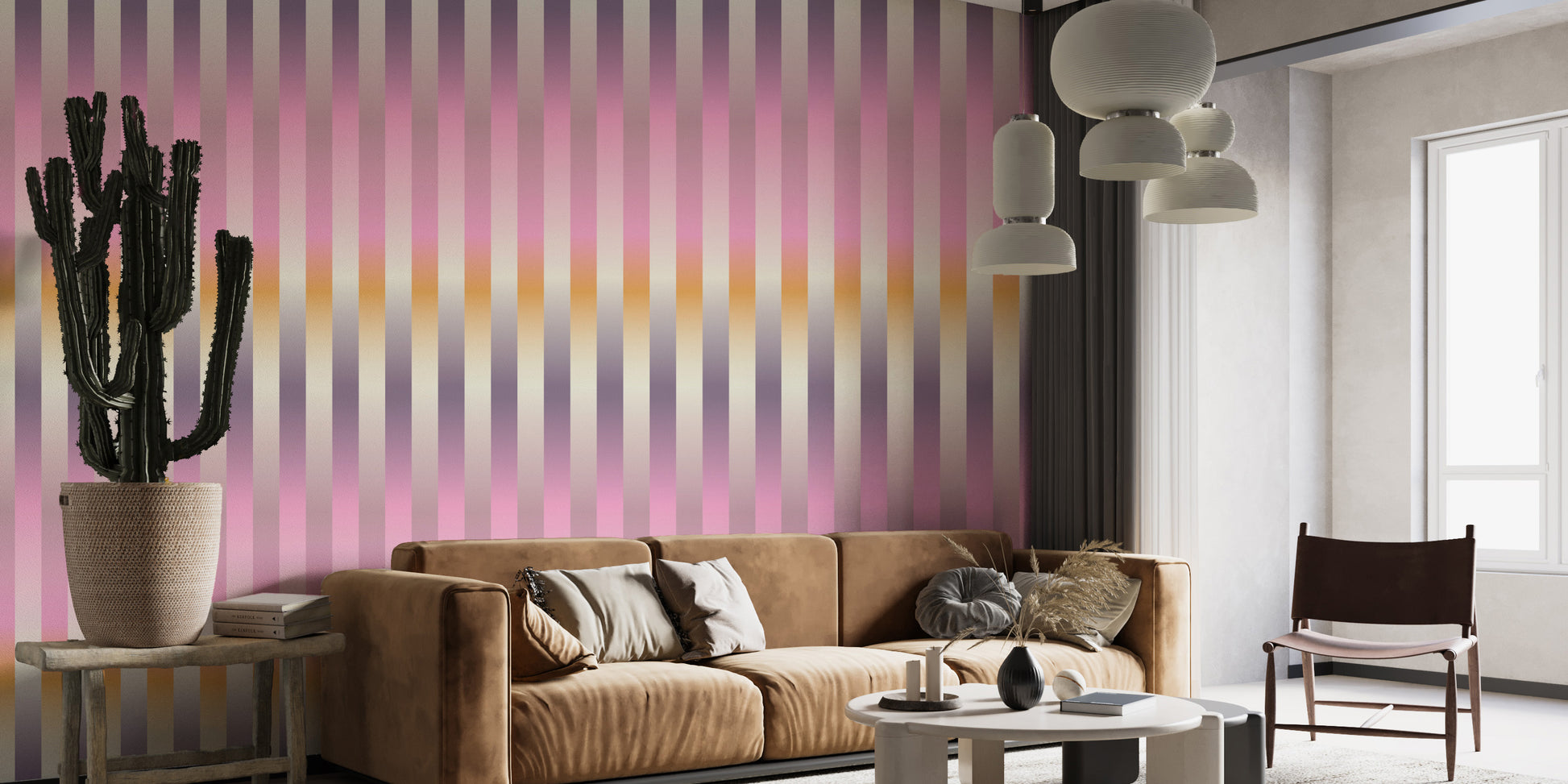 Blurred lilac stripes mural for soft and serene walls